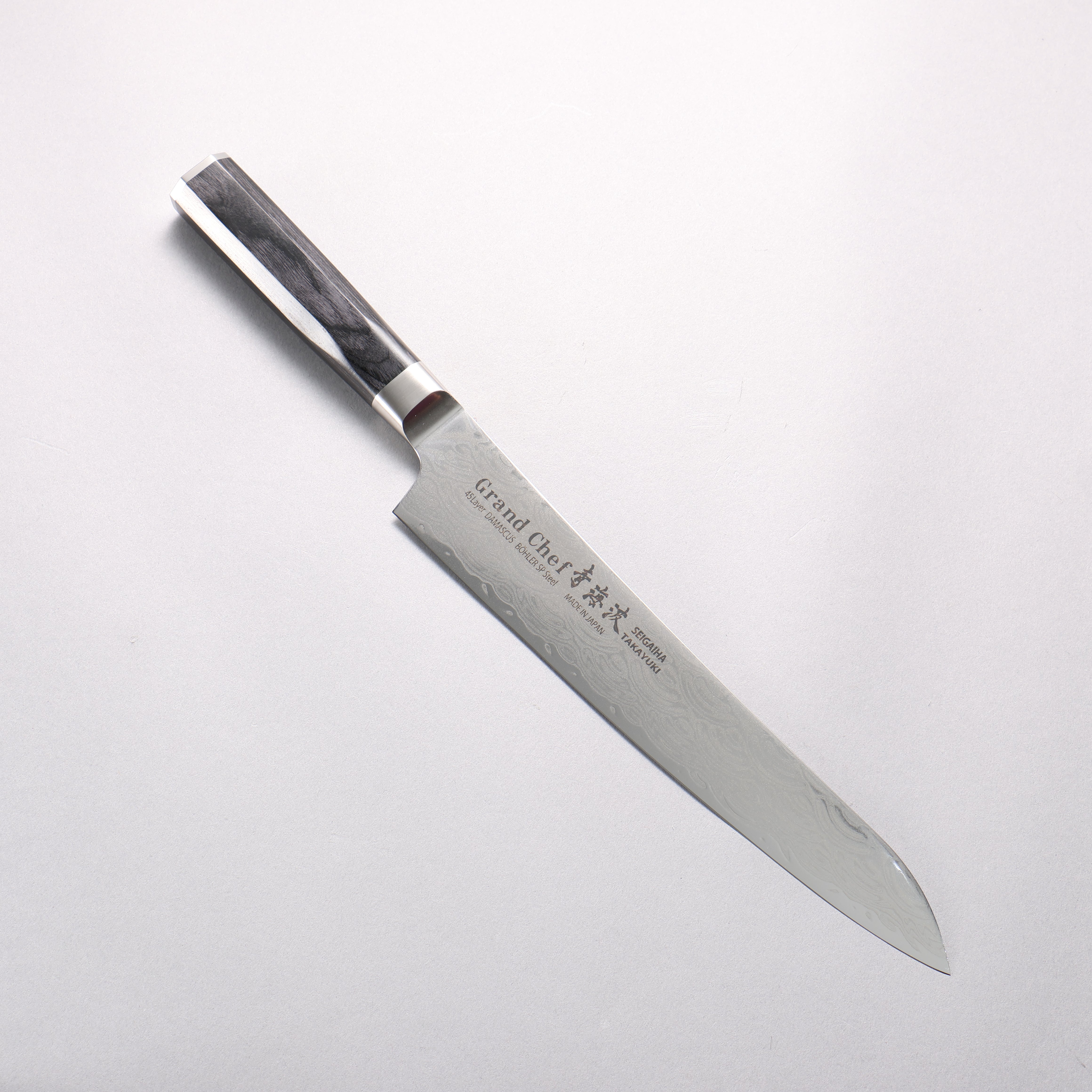 Sakai Takayuki Seigaiha (Blue Ocean Wave) B��hler SP Steel 45 Layer Damascus Migaki Finished Sujihiki 240mm Black Pakka wood Handle - Japanny - Best Japanese Knife