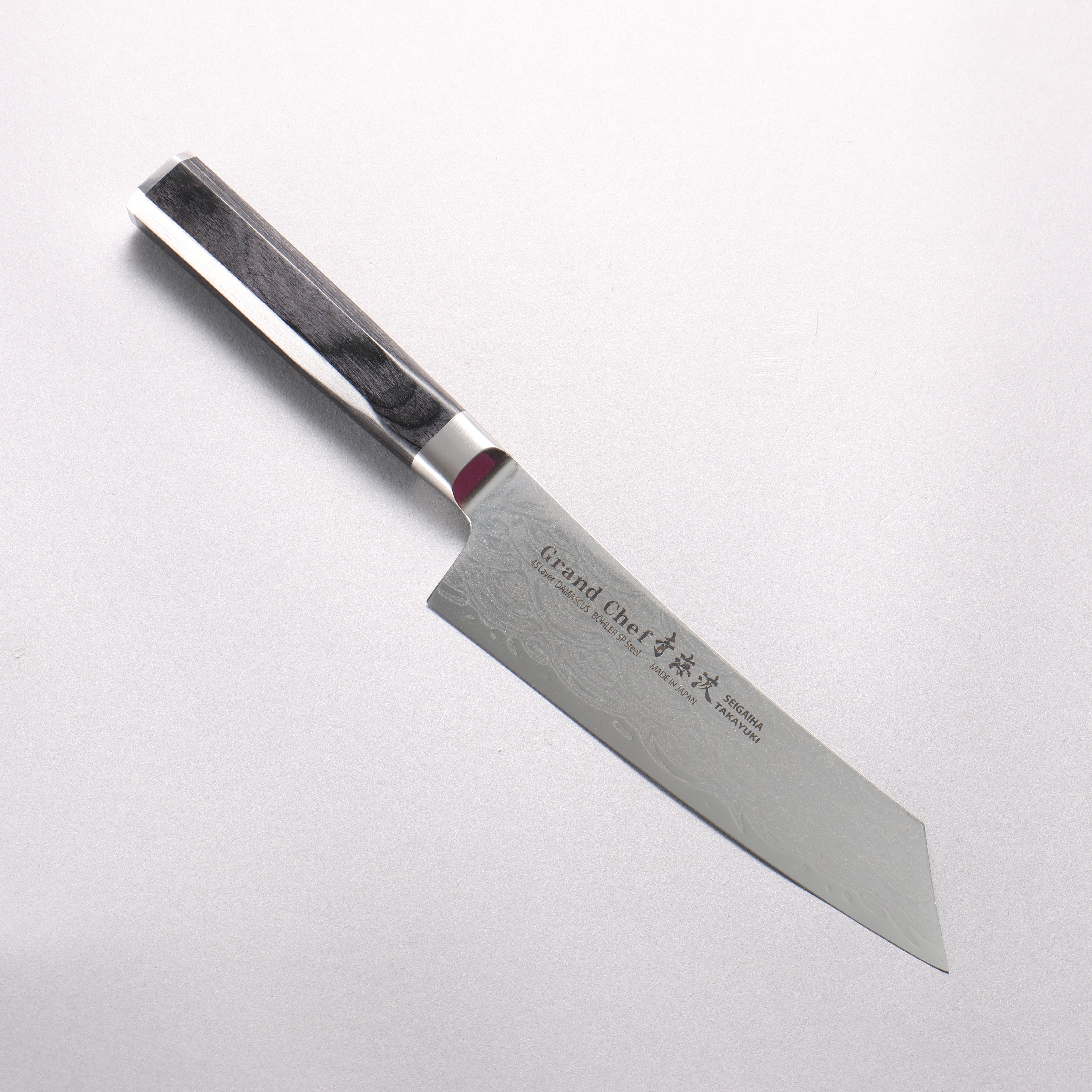 Sakai Takayuki Seigaiha (Blue Ocean Wave) B��hler SP Steel 45 Layer Damascus Migaki Finished Kengata Santoku 160mm Black Pakka wood Handle - Japanny - Best Japanese Knife