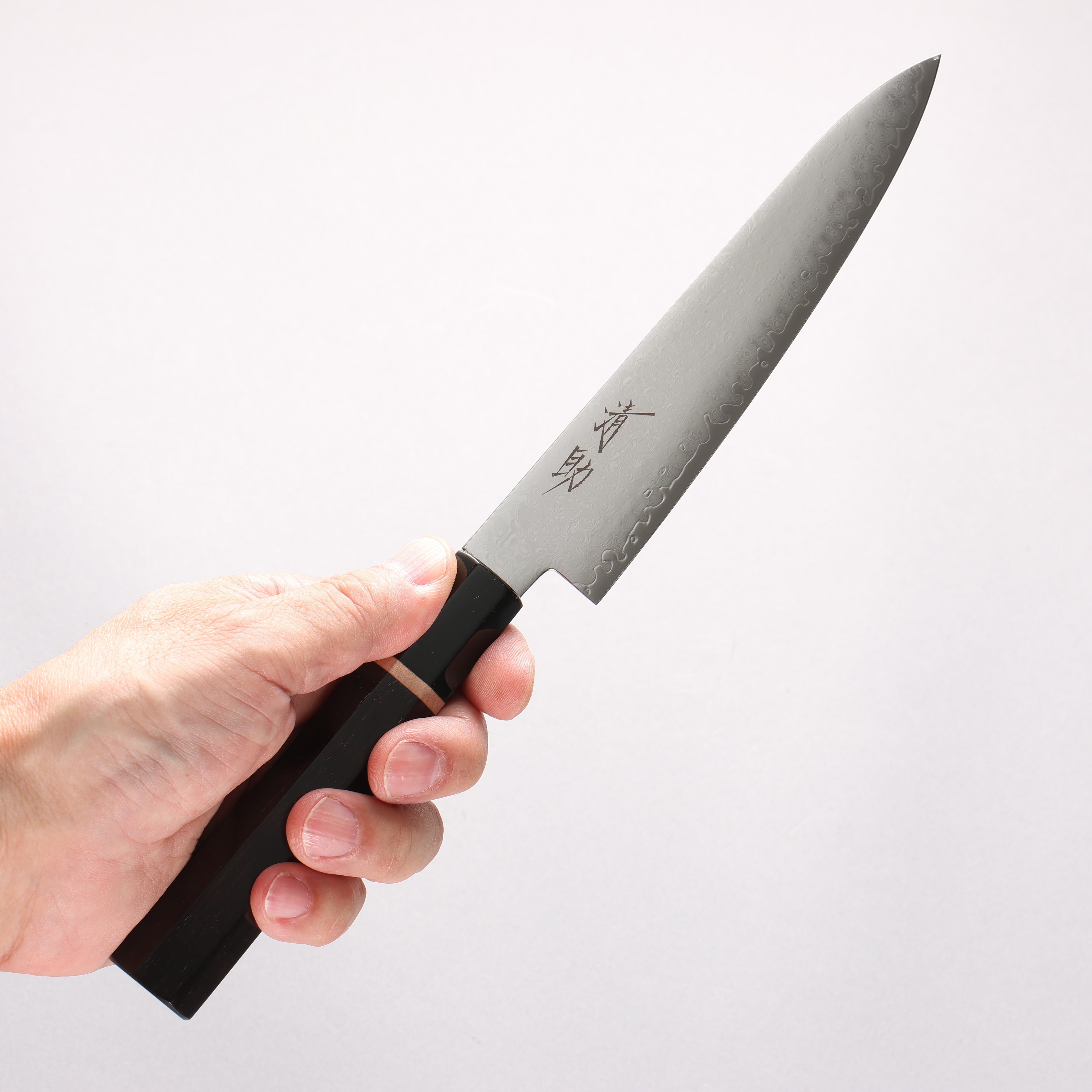 Seisuke VG10 33 Layer Damascus Petty-Utility 150mm Ebony Wood(With White Ring) Handle - Japanny - Best Japanese Knife