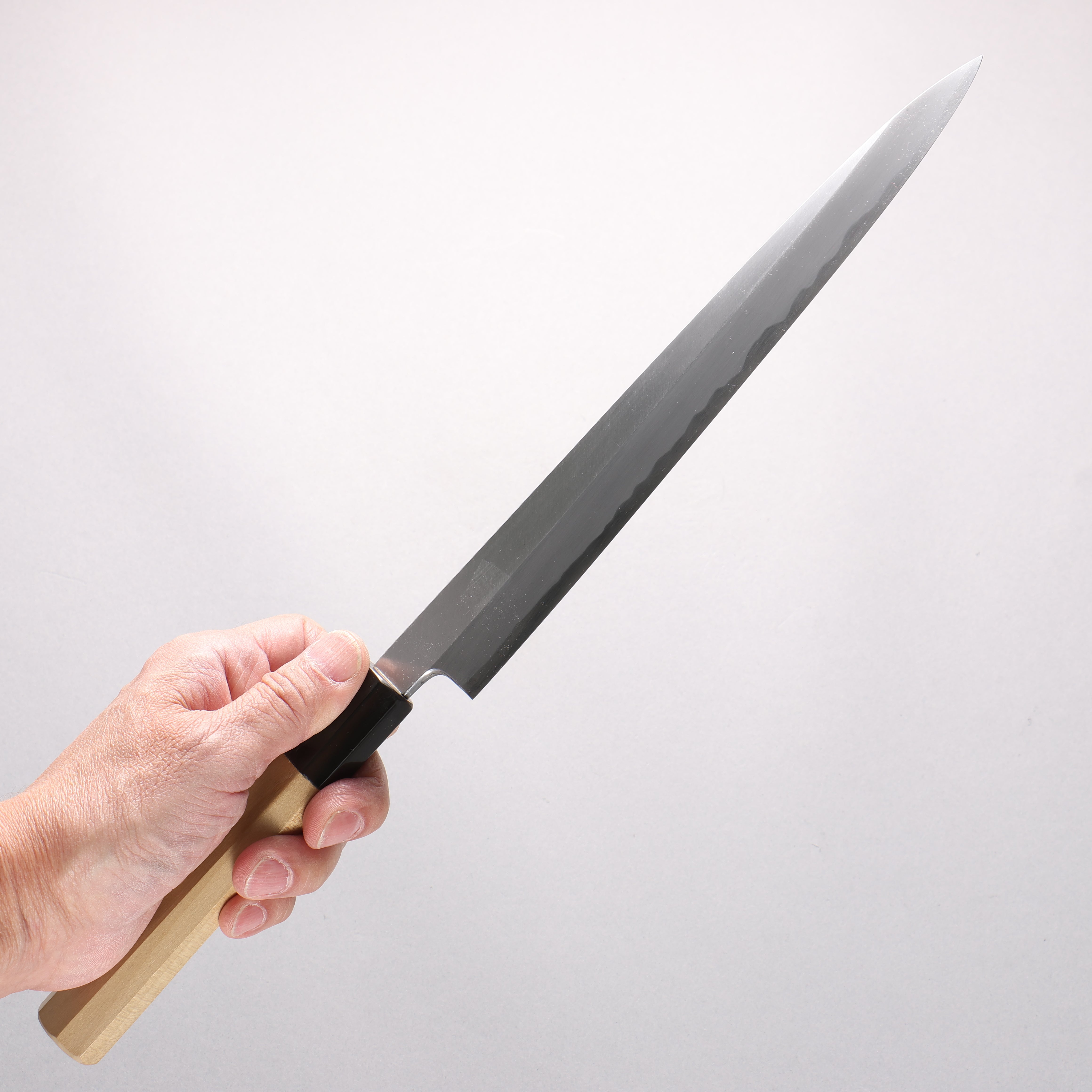 Minamoto Akitada White Steel No.2 Yanagiba 240mm Magnolia (Ferrule: Water Buffalo Horn) Handle - Japanny - Best Japanese Knife