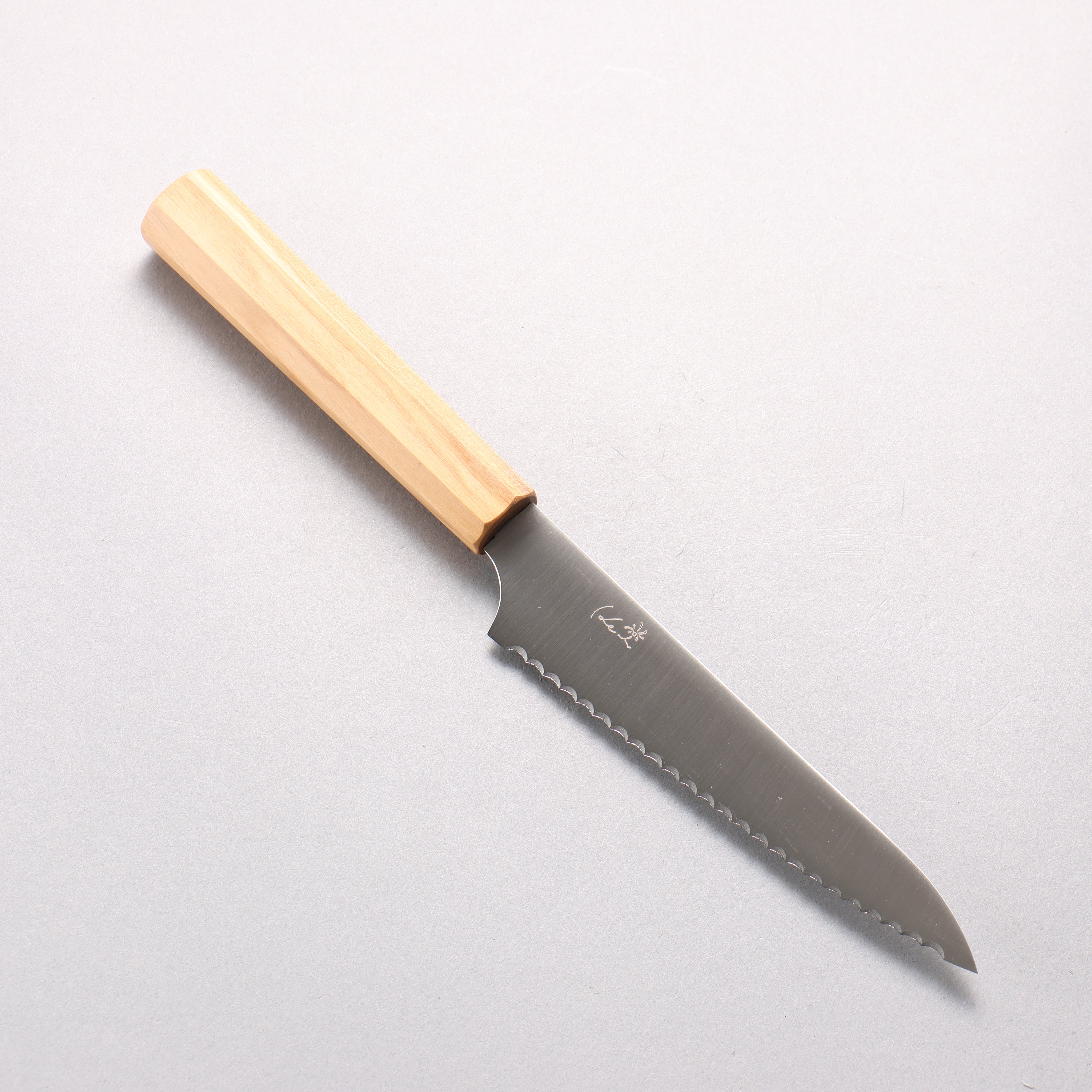 Kei Stainless Steel Bread Slicer 150mm Olive tree Handle - Japanny - Best Japanese Knife