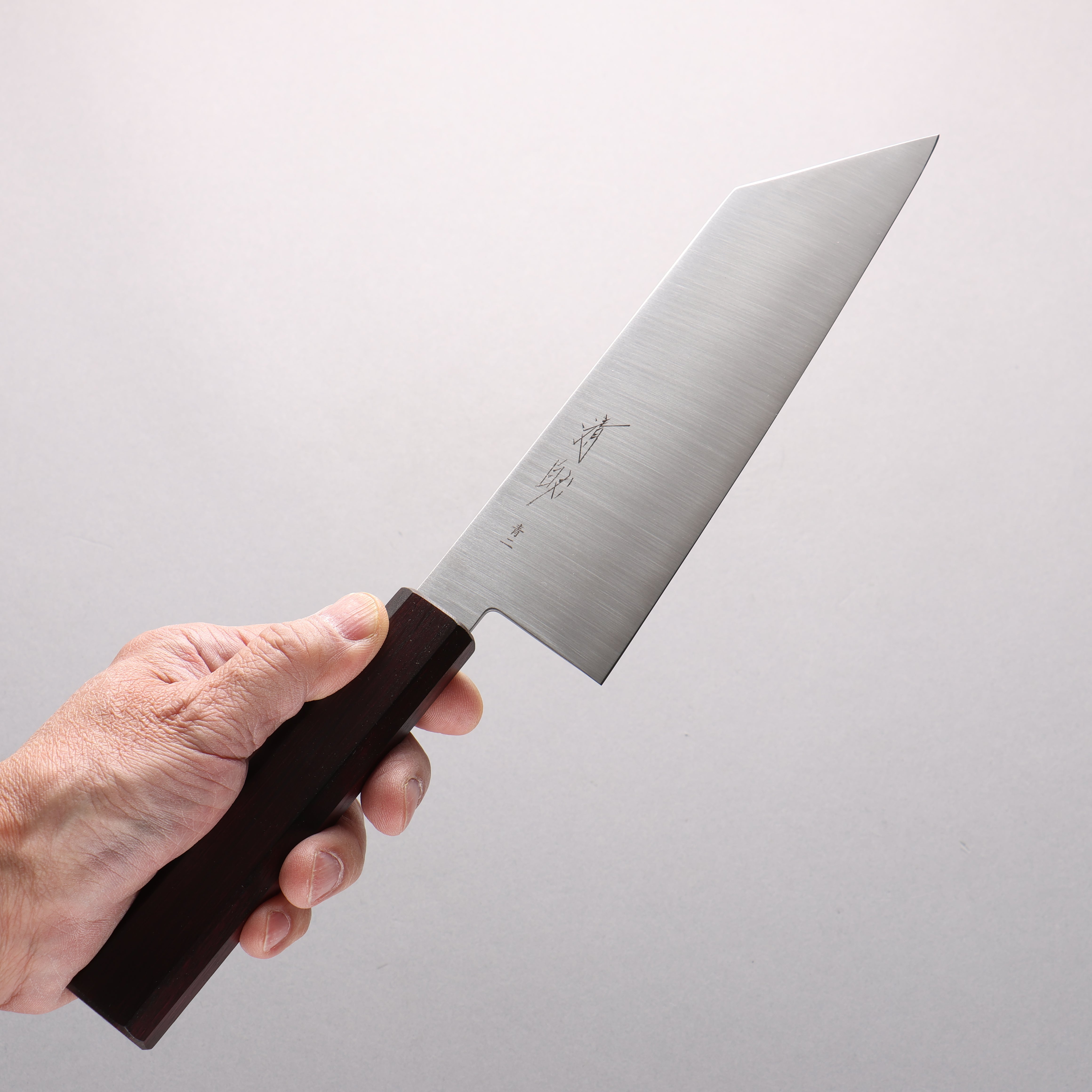 Seisuke Blue Steel No.2 Kiritsuke Santoku (wide) 180mm Oak (Purple Dyed) Handle - Japanny - Best Japanese Knife