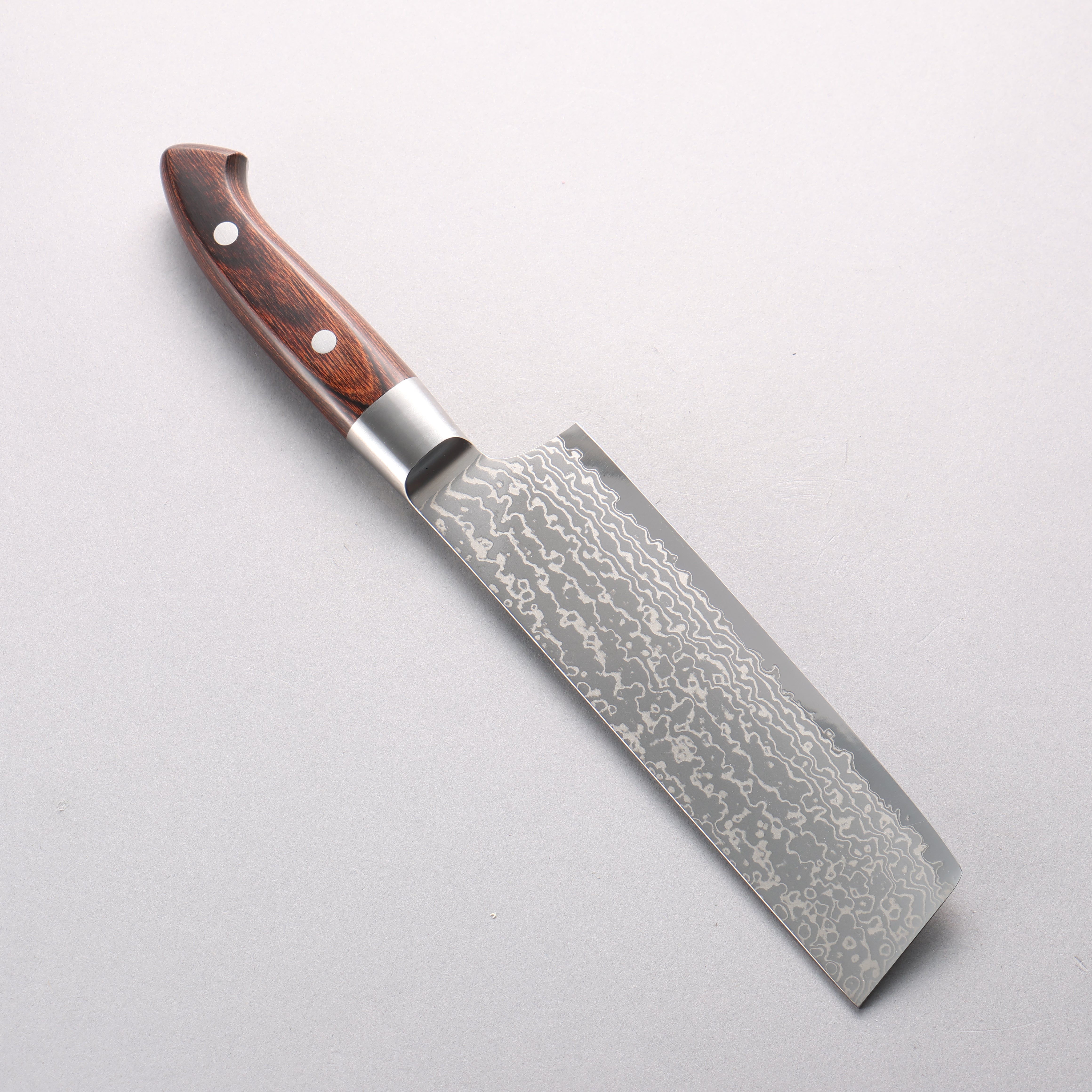 Kajin Blue Super Damascus Nakiri 175mm Mahogany Handle - Japanny - Best Japanese Knife