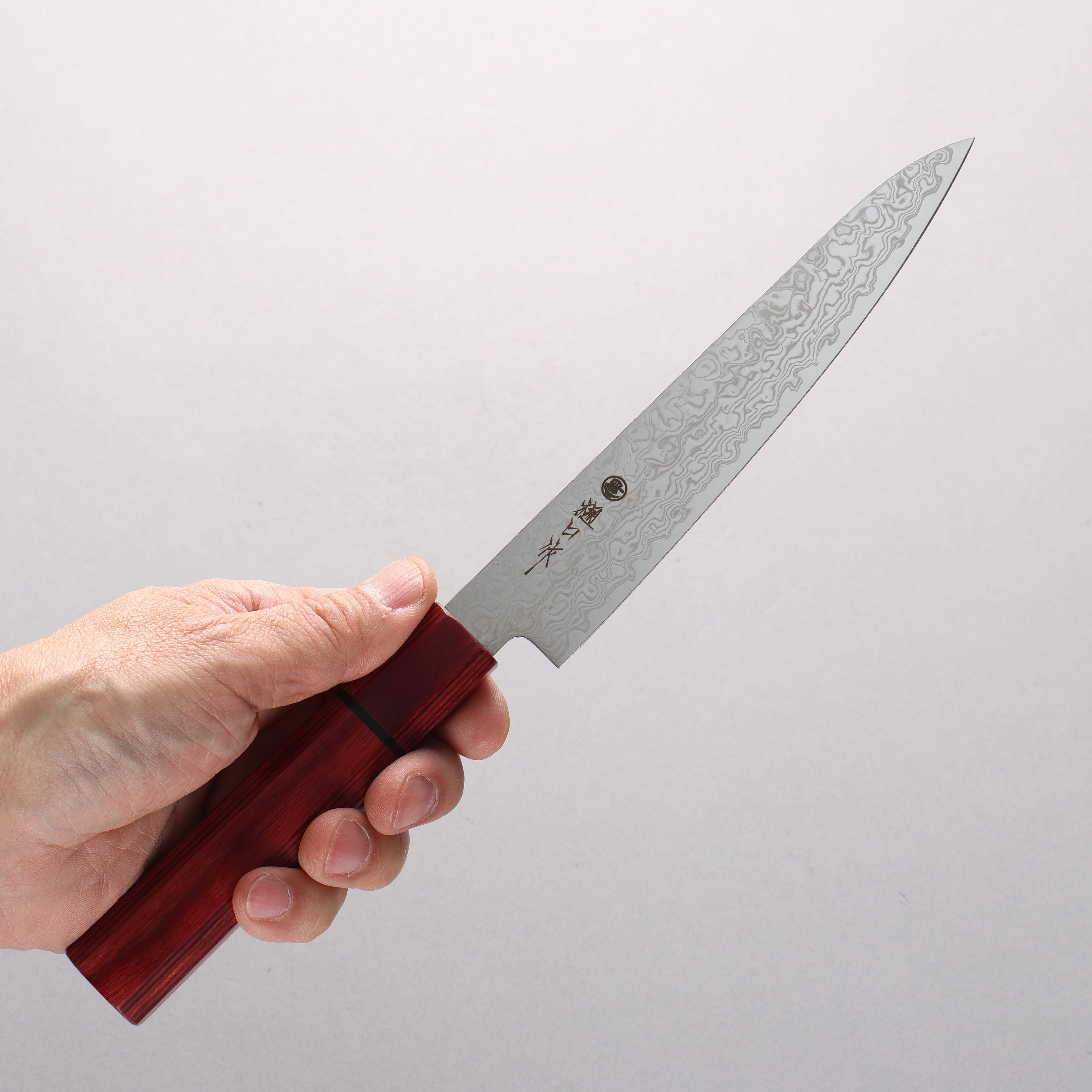 Higuchi SG2 Damascus Migaki Finished Petty-Utility 150mm Red Pakka wood Handle - Japanny - Best Japanese Knife
