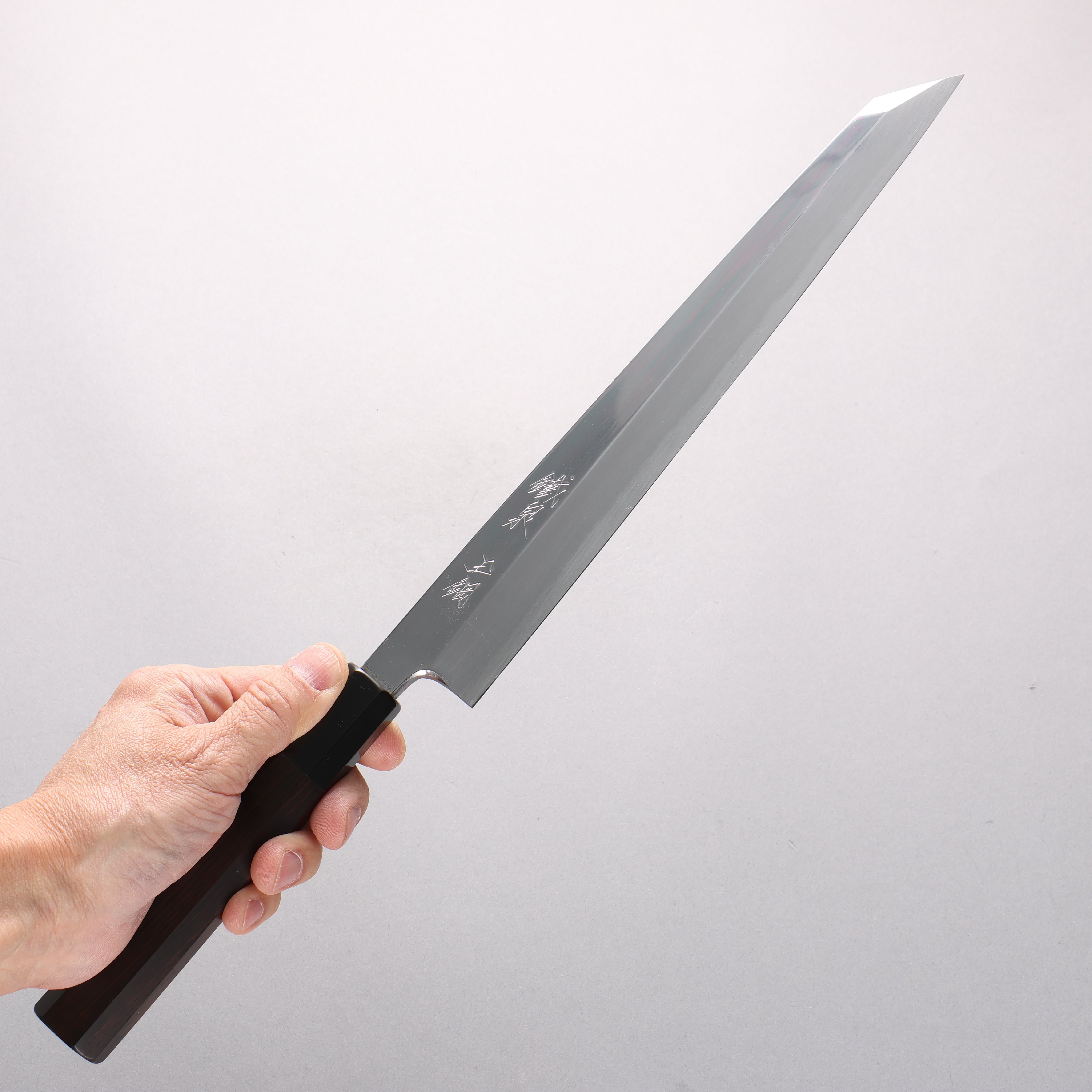 Tessen by Tanaka Tamahagane Mirrored Finish Kiritsuke Yanagiba 270mm Ebony Wood Handle with Sheath - Japanny - Best Japanese Knife