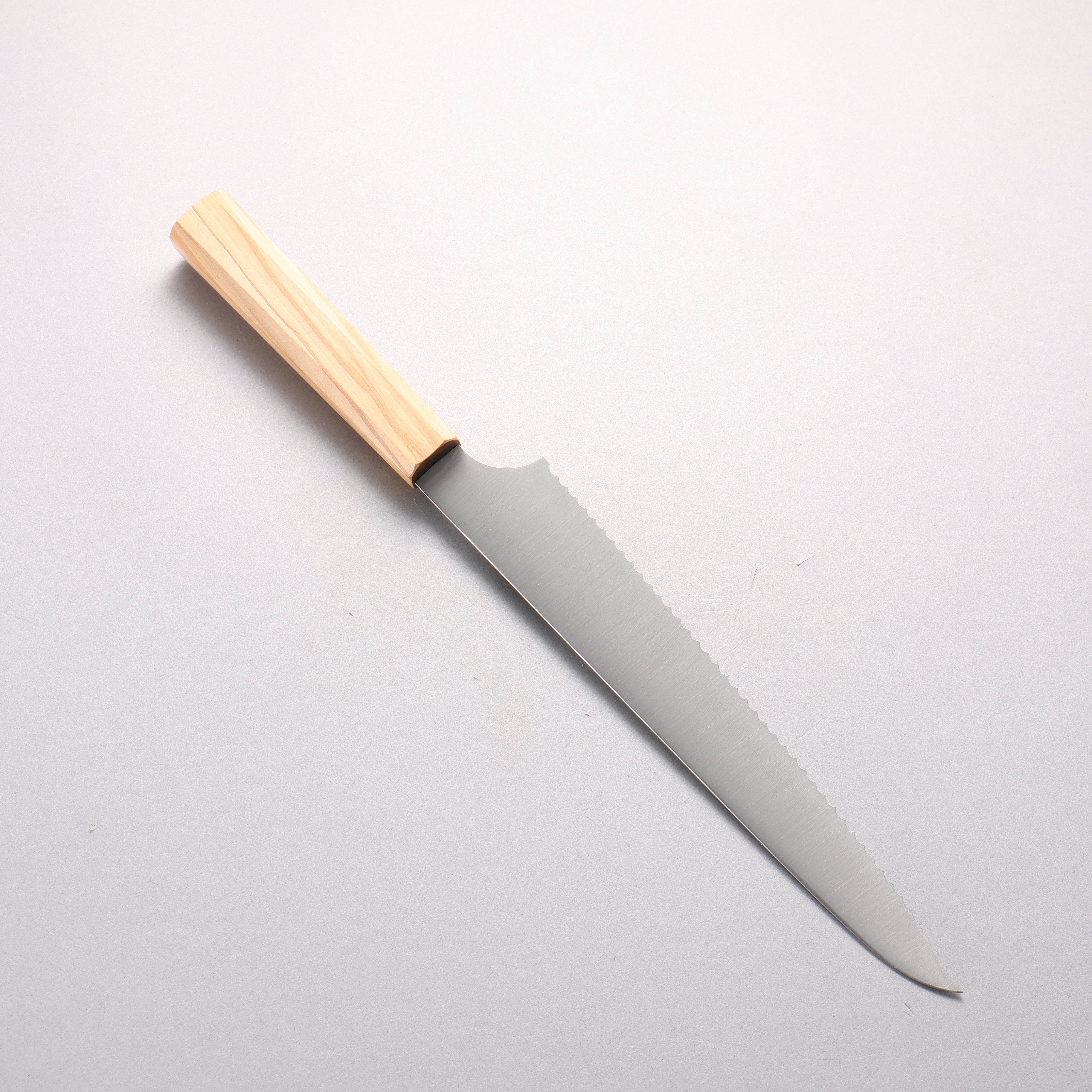 Kei Stainless Steel Bread Slicer 240mm Olive tree Handle - Japanny - Best Japanese Knife