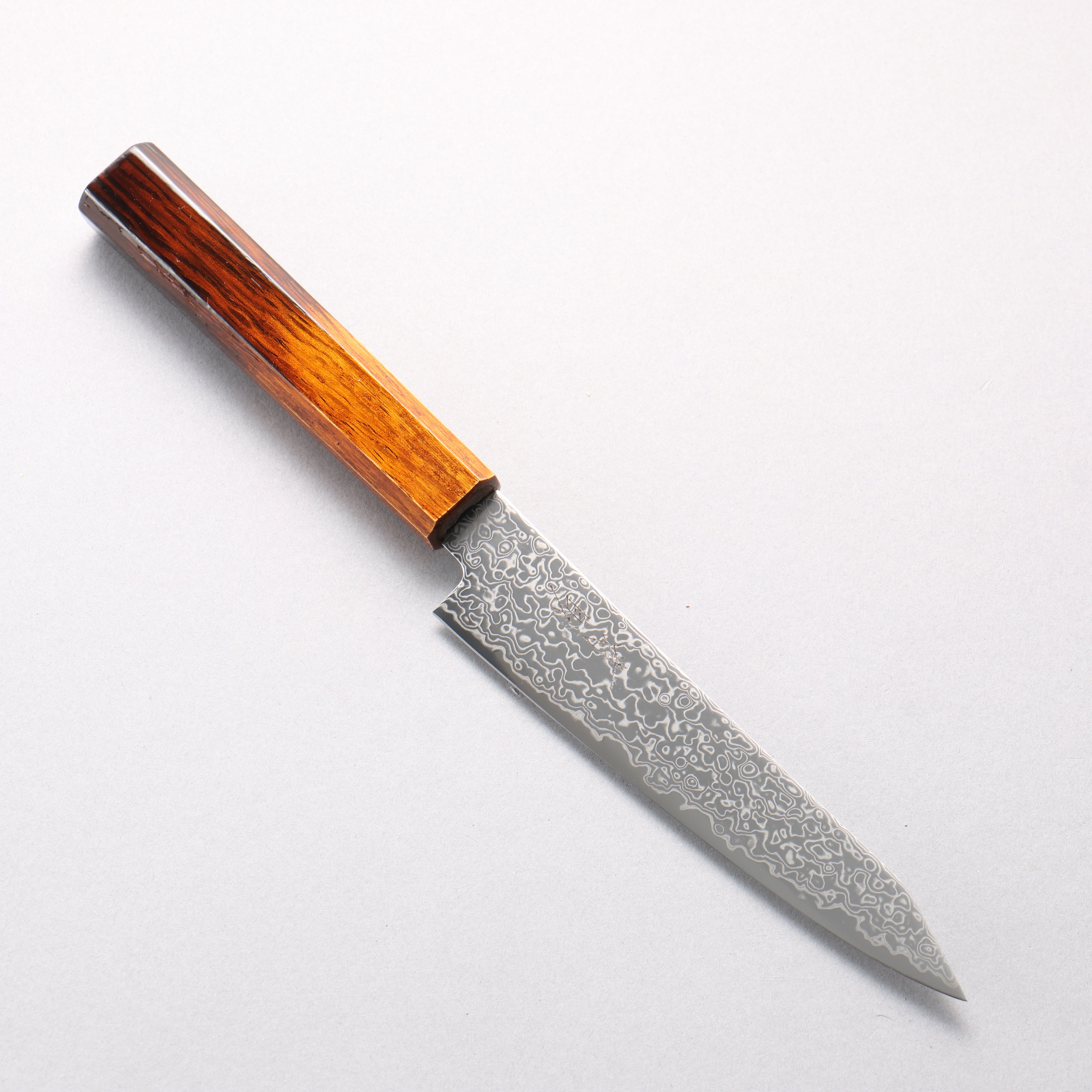 Seisuke SG2 Damascus Migaki Finished Kiritsuke Petty-Utility 150mm Burnt Oak (Lacquered) Handle - Japanny - Best Japanese Knife