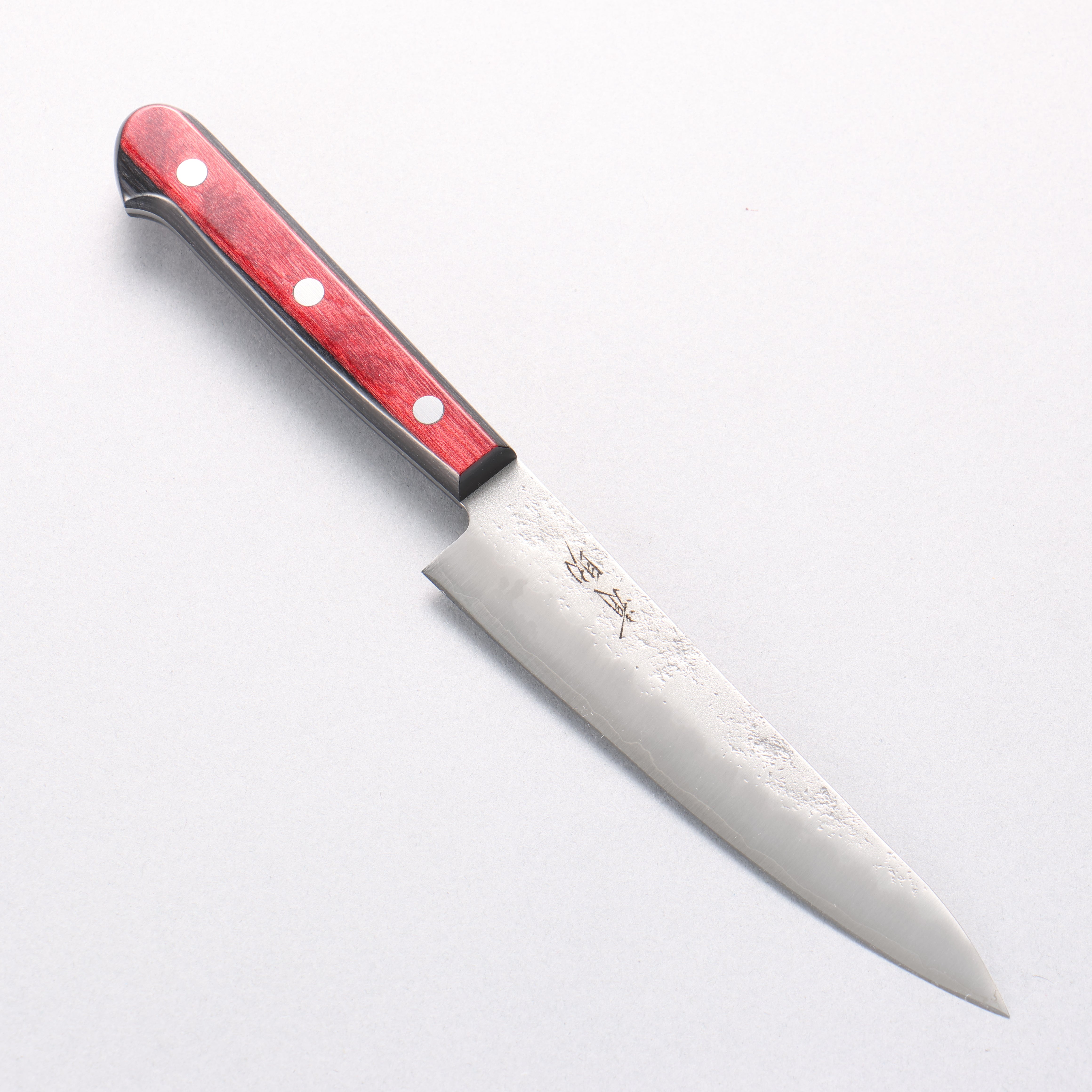 Seisuke Silver Steel No.3 Nashiji Petty-Utility 135mm Red Pakka wood Handle - Japanny - Best Japanese Knife