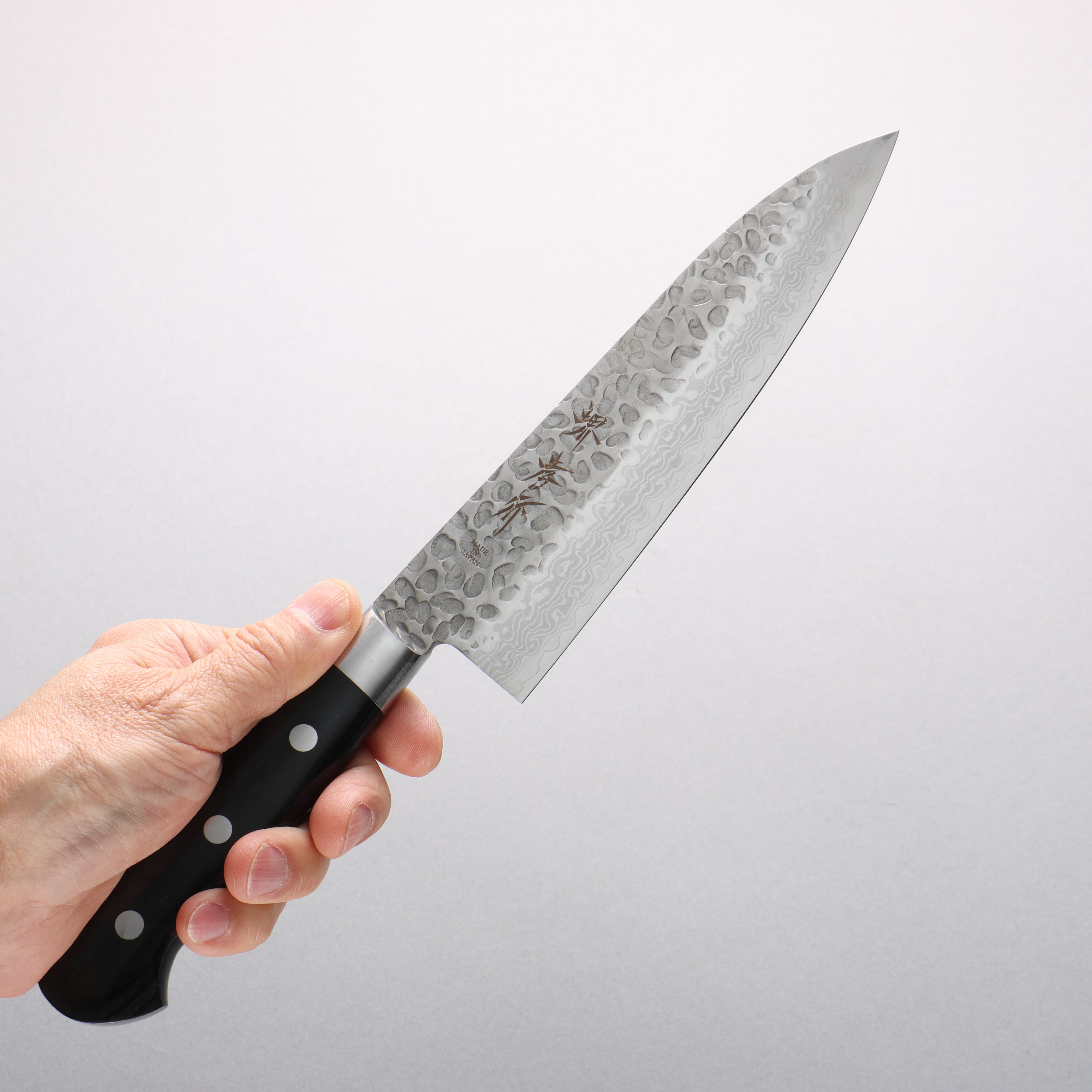Sakai Takayuki VG10 Hammered Damascus 17 Layer Gyuto 180mm Black Pakka wood Handle - Japanny - Best Japanese Knife