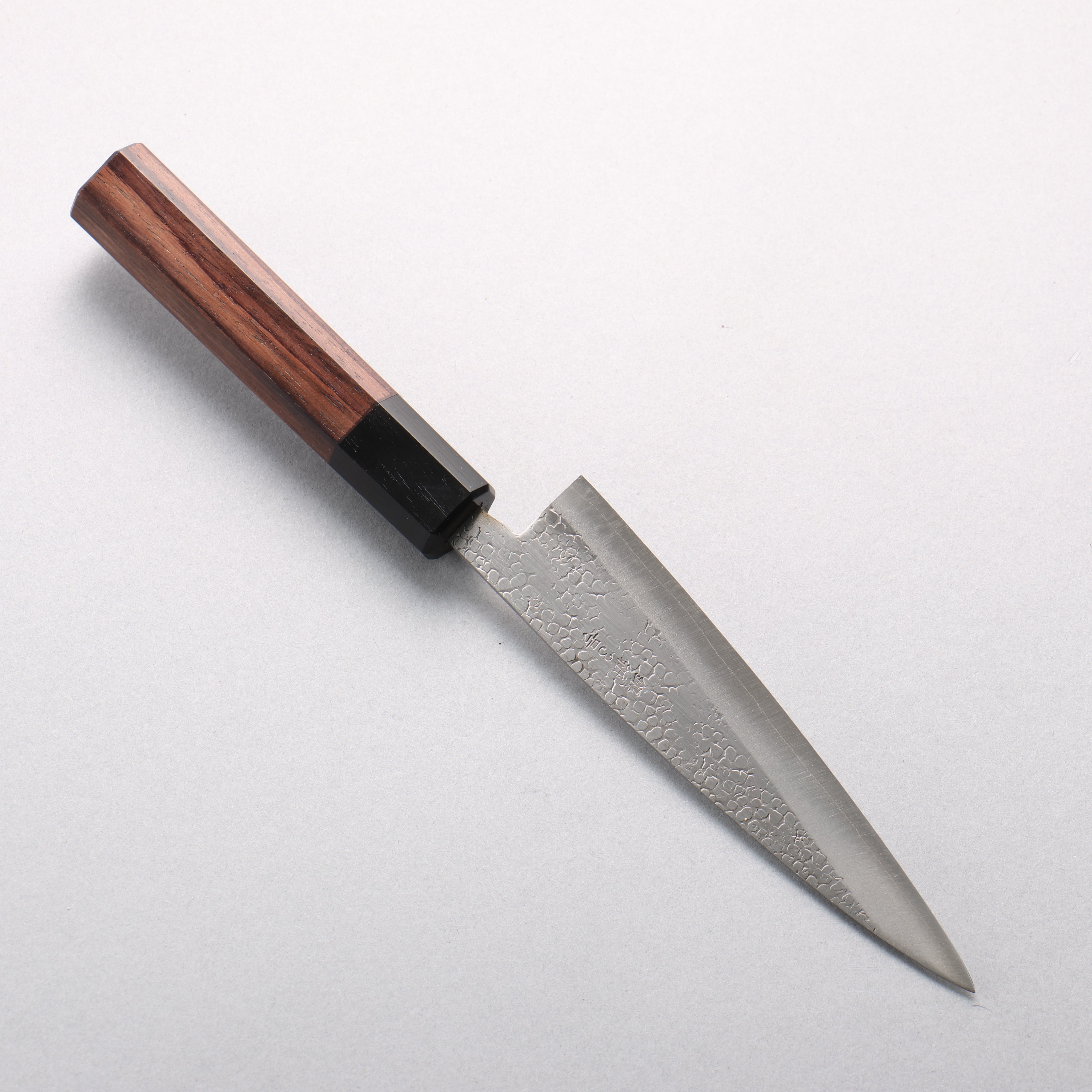 Seisuke Silver Steel No.3 Hammered(Maru) Petty-Utility 135mm Rosewood (Ferrule: Black Pakka Wood) Handle - Japanny - Best Japanese Knife