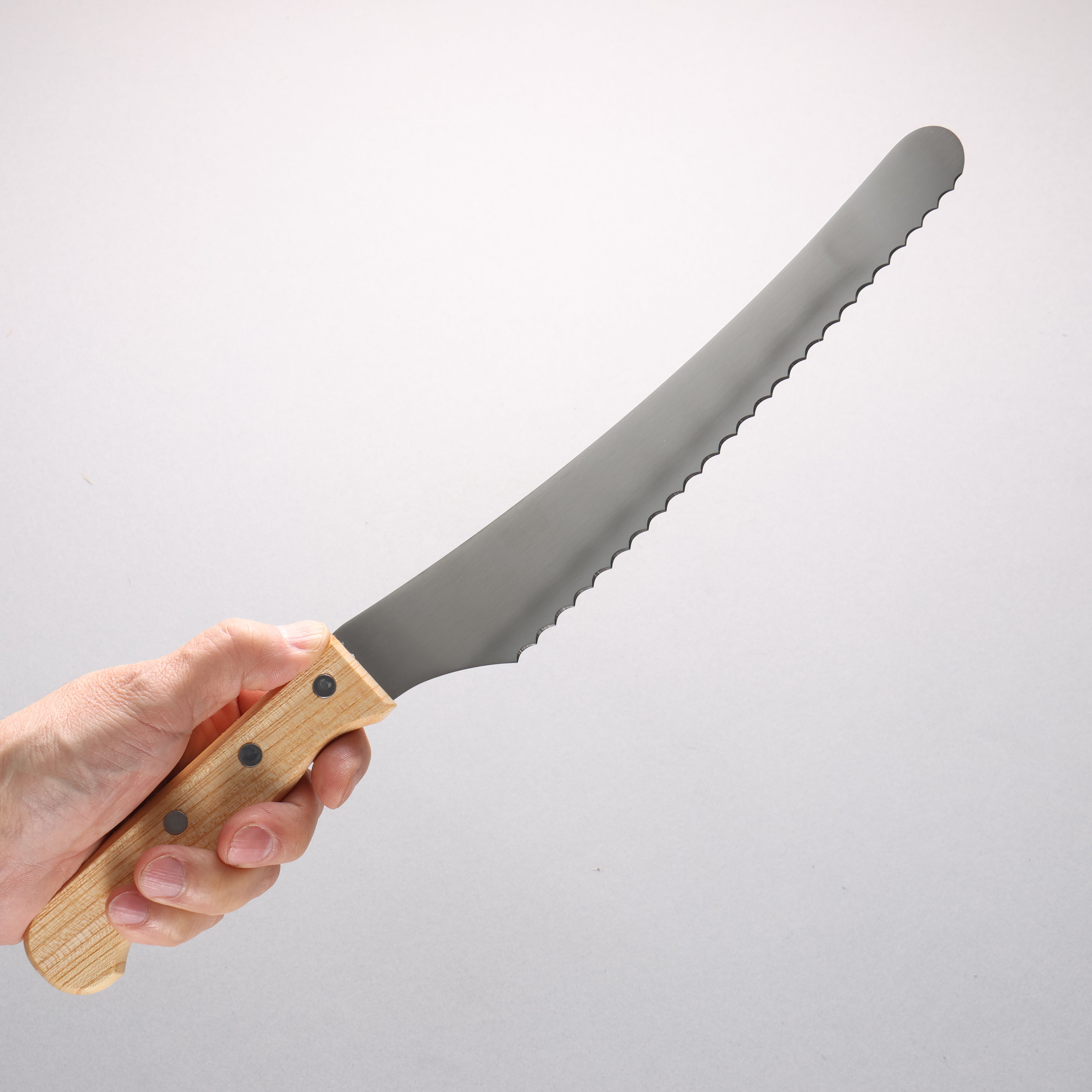 Nisaku Stainless Steel Serrated Bread Knife 240mm Natural wood Handle - Japanny - Best Japanese Knife