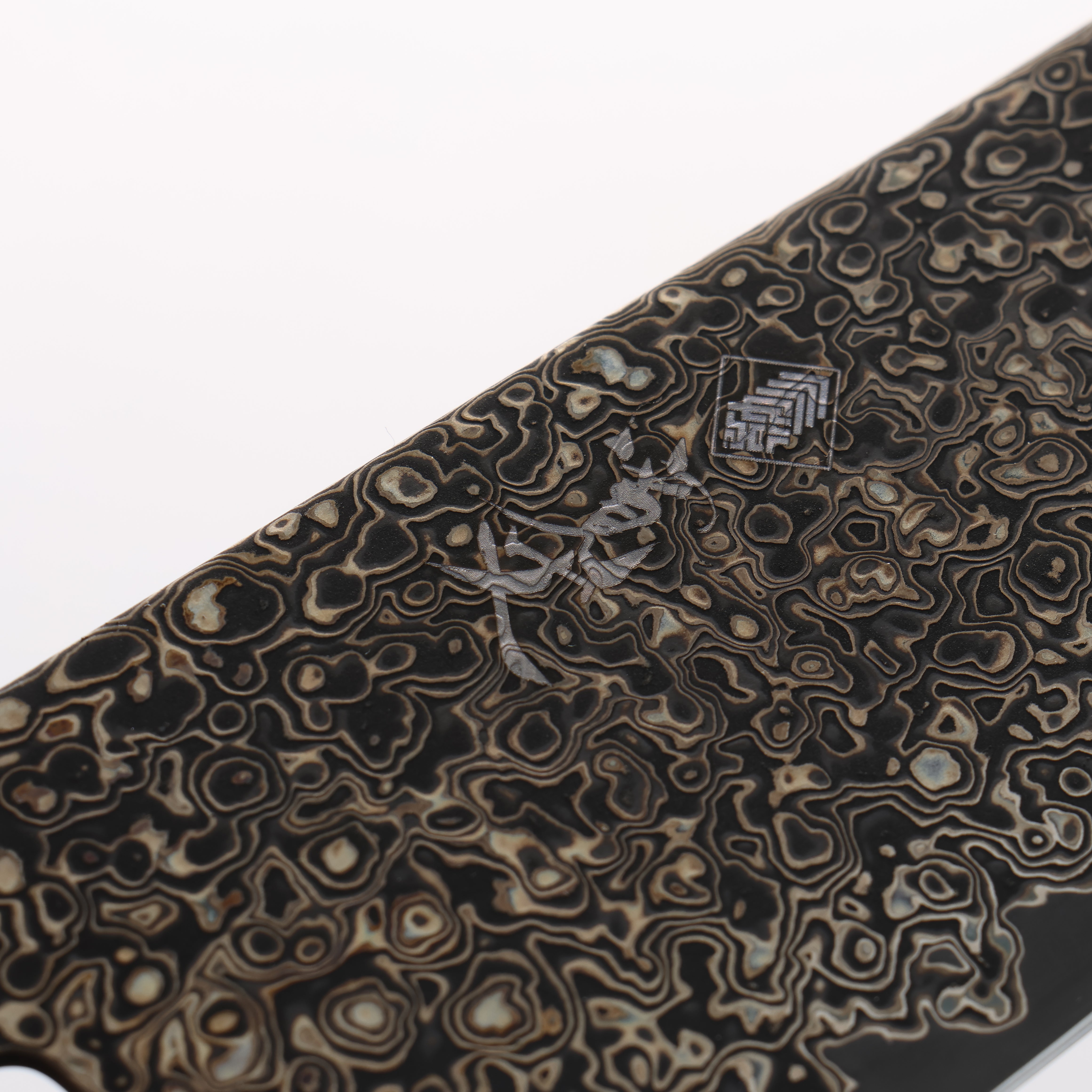 Kanjyo SG2 Black Damascus Kiritsuke Gyuto 240mm Brown Stabilized Wood (Silver Rings) Handle - Japanny - Best Japanese Knife
