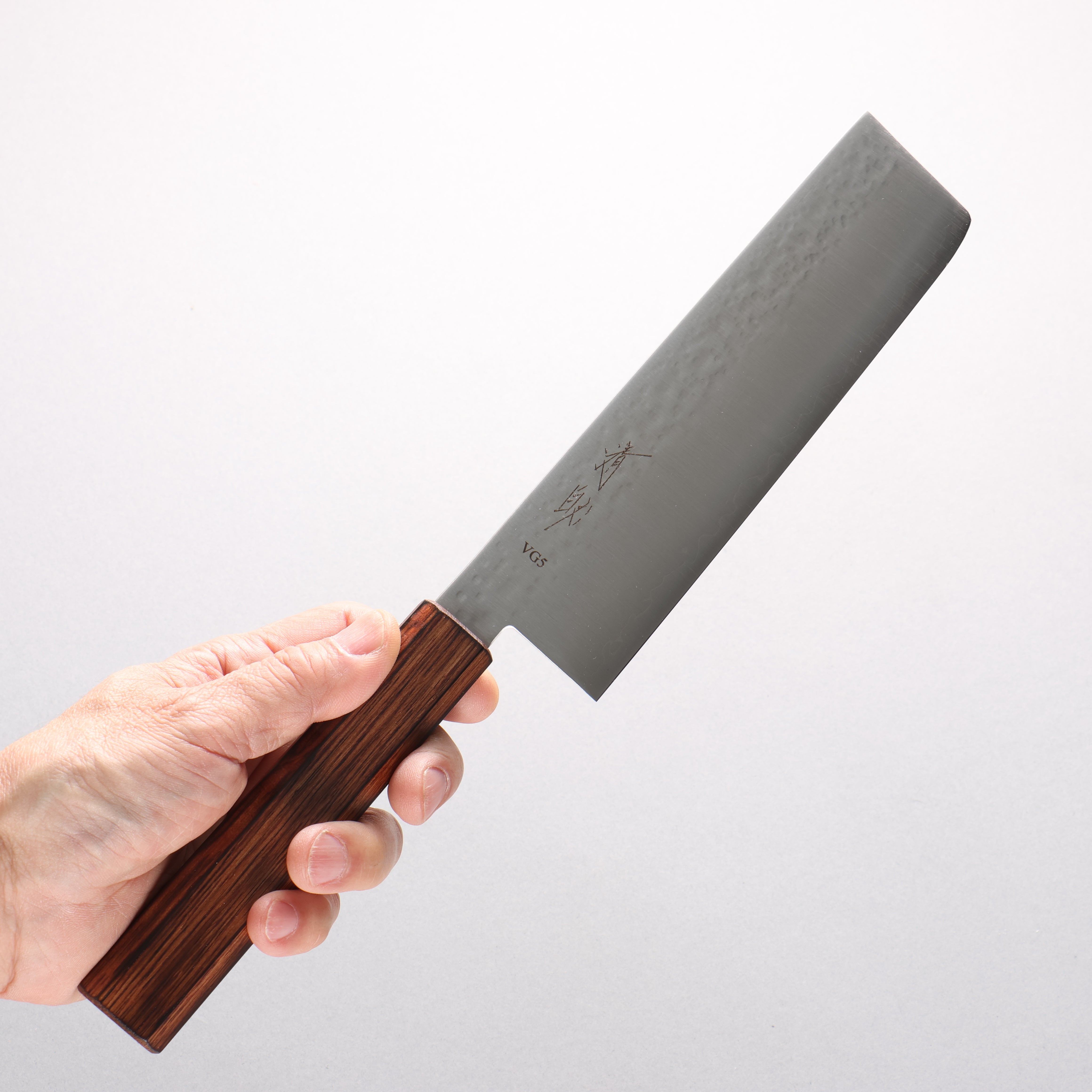 Seisuke VG5 Hammered(Maru) Nakiri 175mm Burnt Oak (Lacquered) Handle - Japanny - Best Japanese Knife