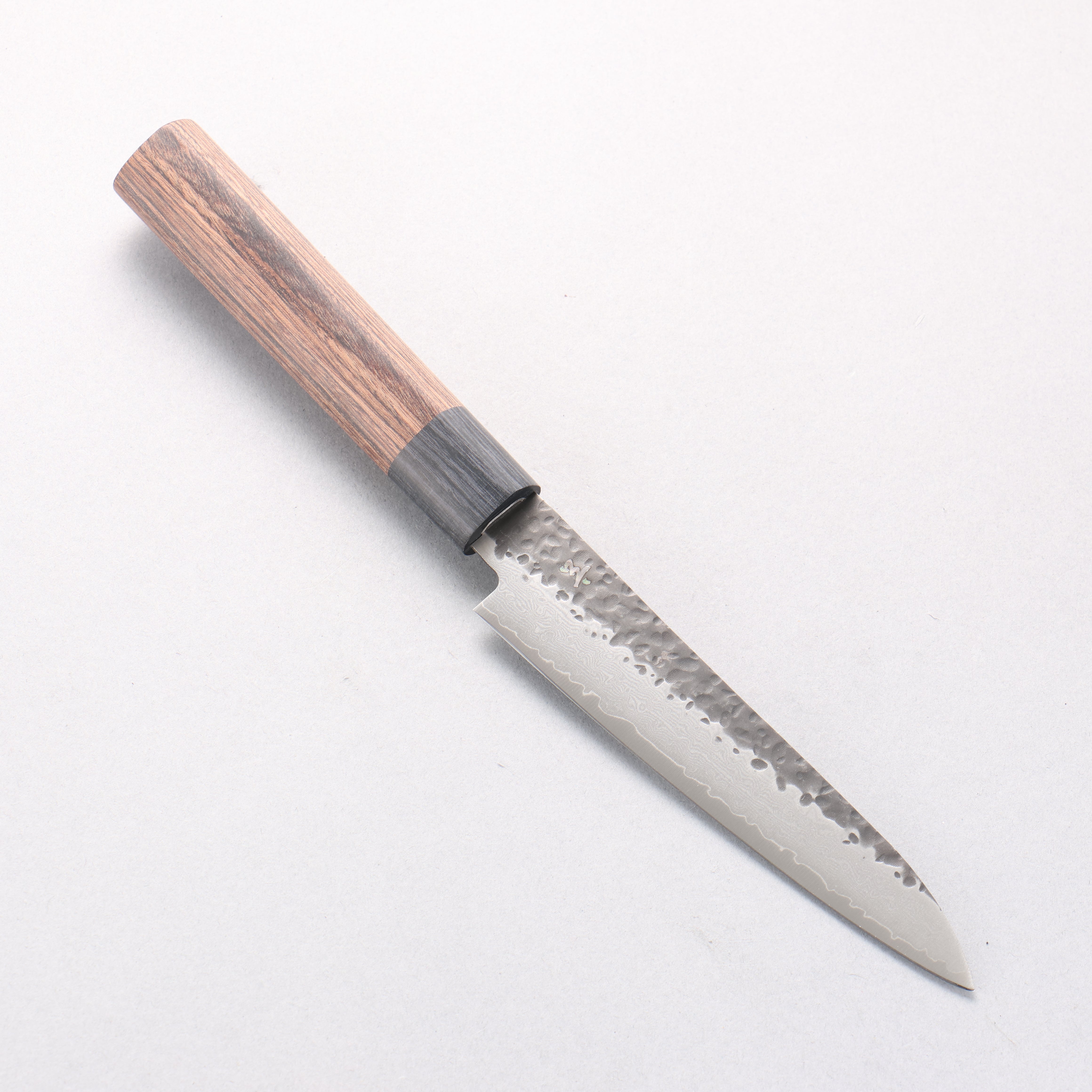Shizu Gen VG10 Hammered Black Finished Petty-Utility 130mm Brown Pakka wood Handle - Japanny - Best Japanese Knife