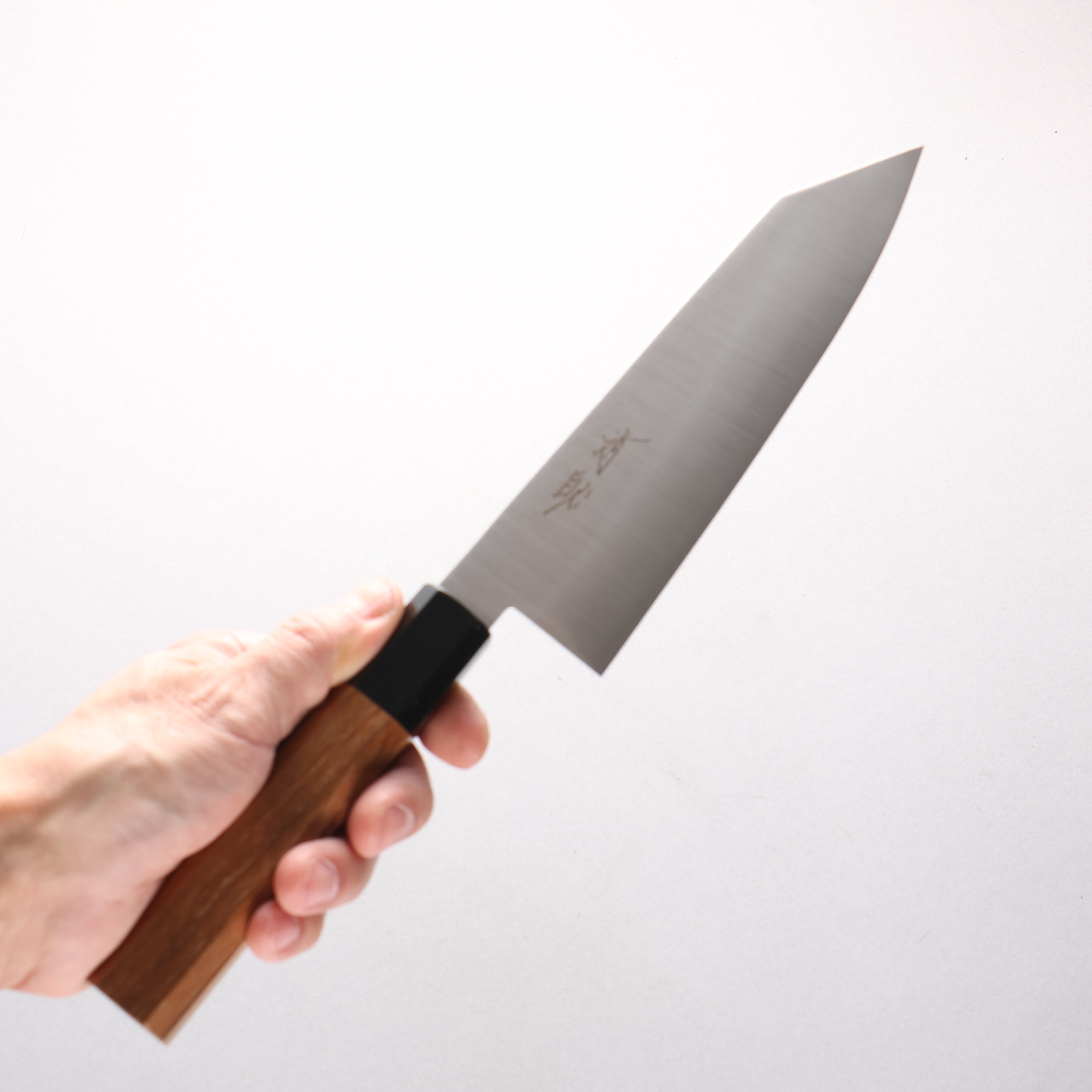 Seisuke Stainless Steel Kiritsuke Santoku 180mm Teak (ferrule: Black Plastic) Handle - Japanny - Best Japanese Knife