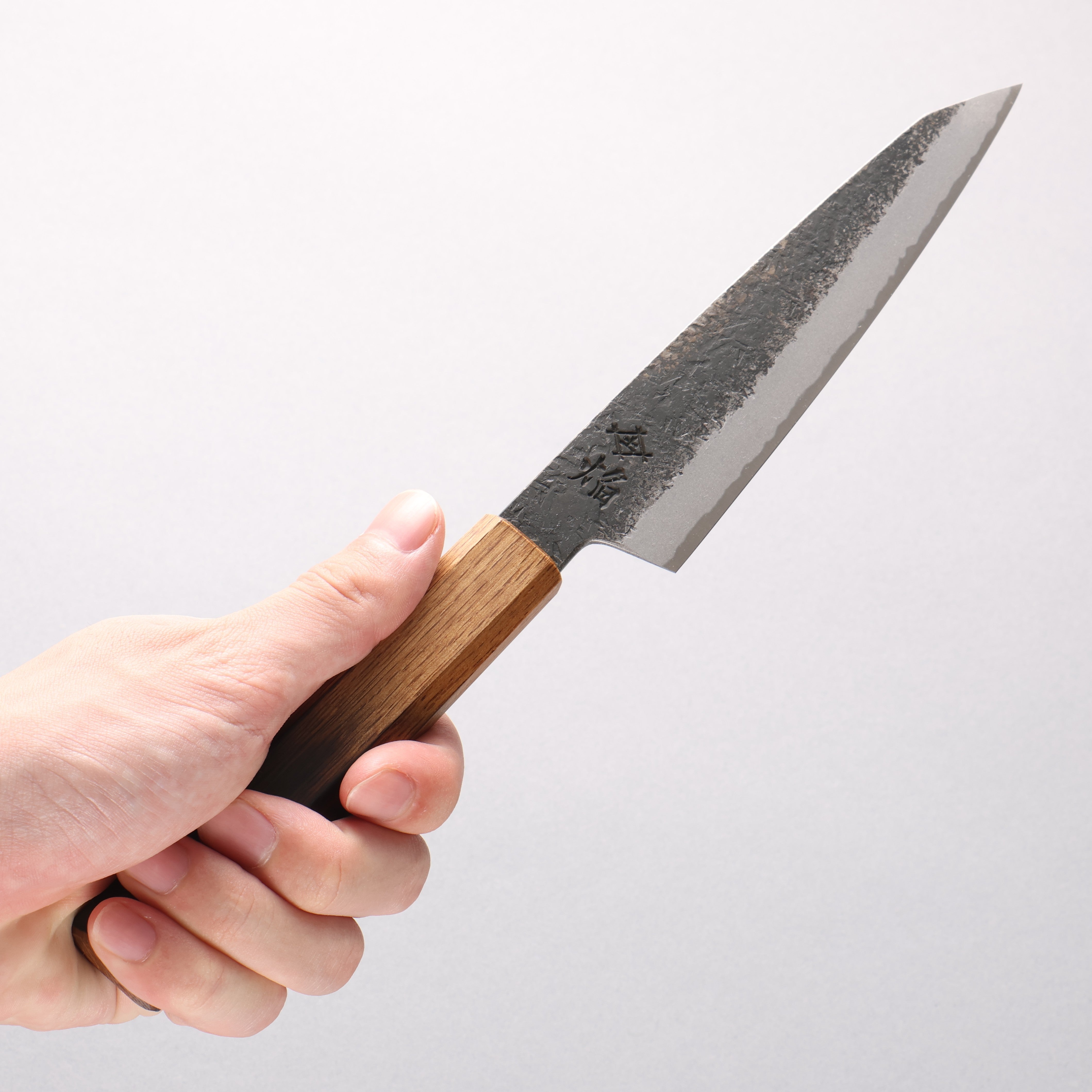 Sakai Takayuki Homura Guren Blue Steel No.2 Kurouchi Hammered Kiritsuke Petty-Utility 150mm Burnt Oak Handle - Japanny - Best Japanese Knife