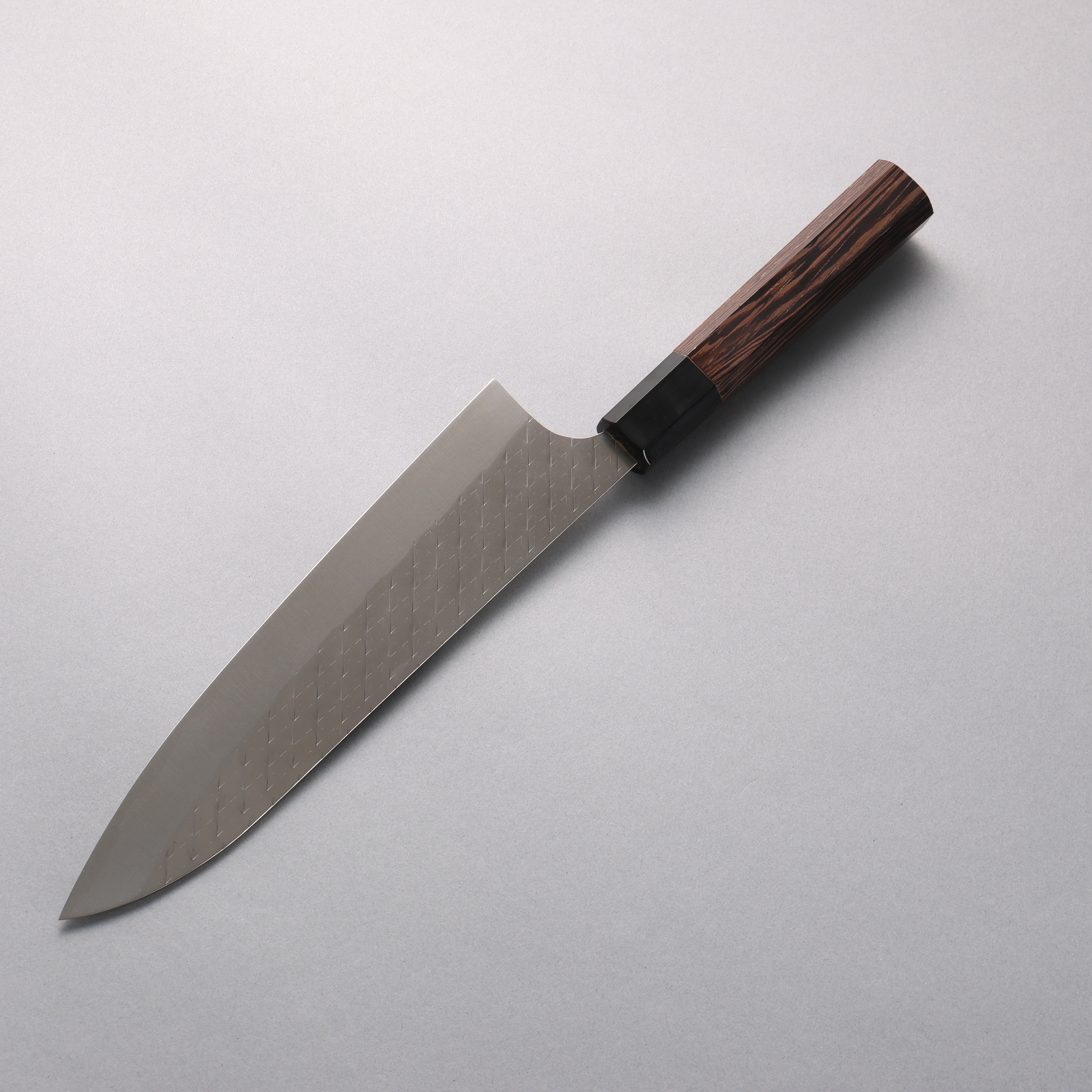 Shungo Ogata SPG STRIX Hammered Damascus Gyuto 210mm Wenge (ferrule: Black Buffalo Horn) Handle - Japanny - Best Japanese Knife