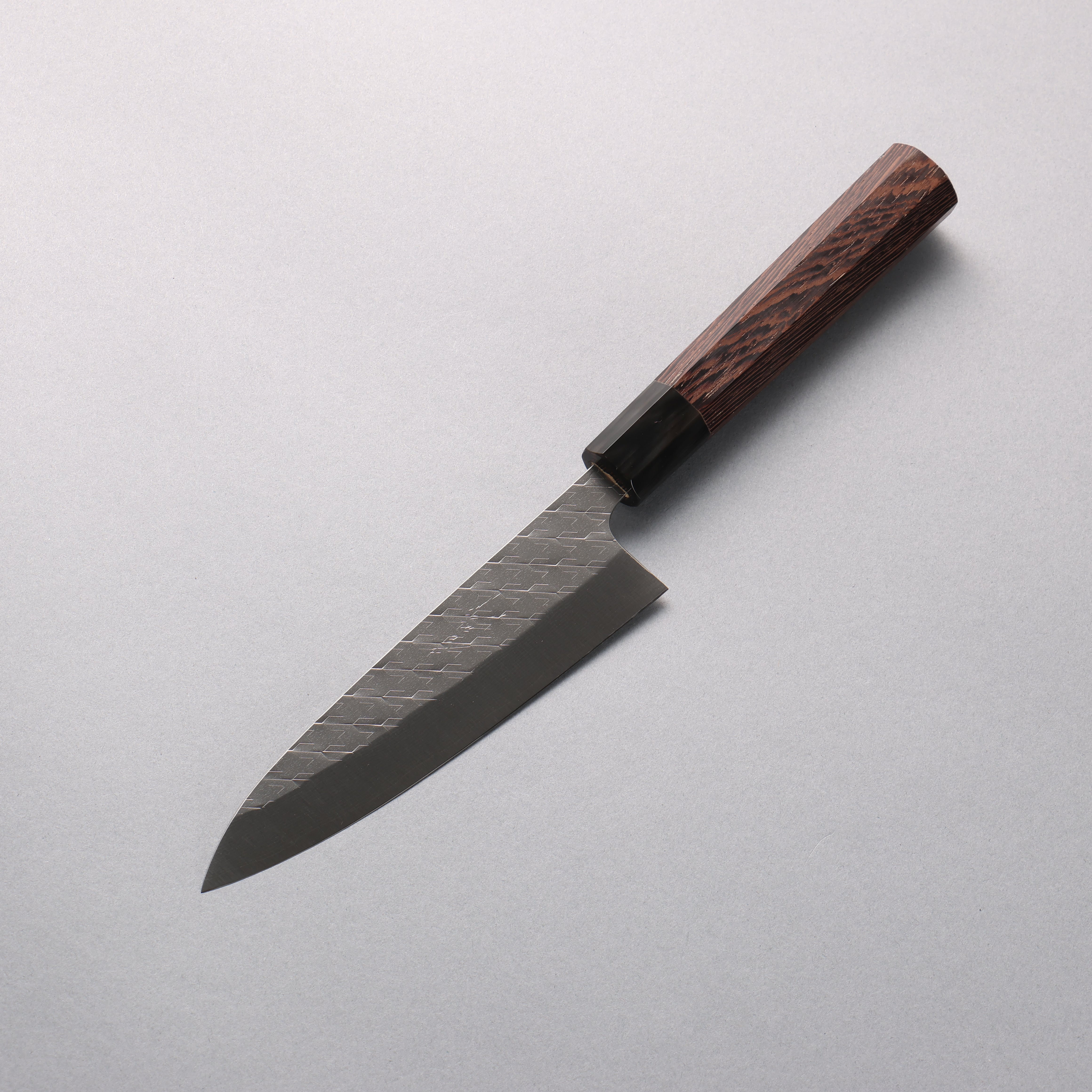 Shungo Ogata SPG STRIX Hammered Damascus Petty-Utility 135mm Wenge (ferrule: Black Buffalo Horn) Handle - Japanny - Best Japanese Knife