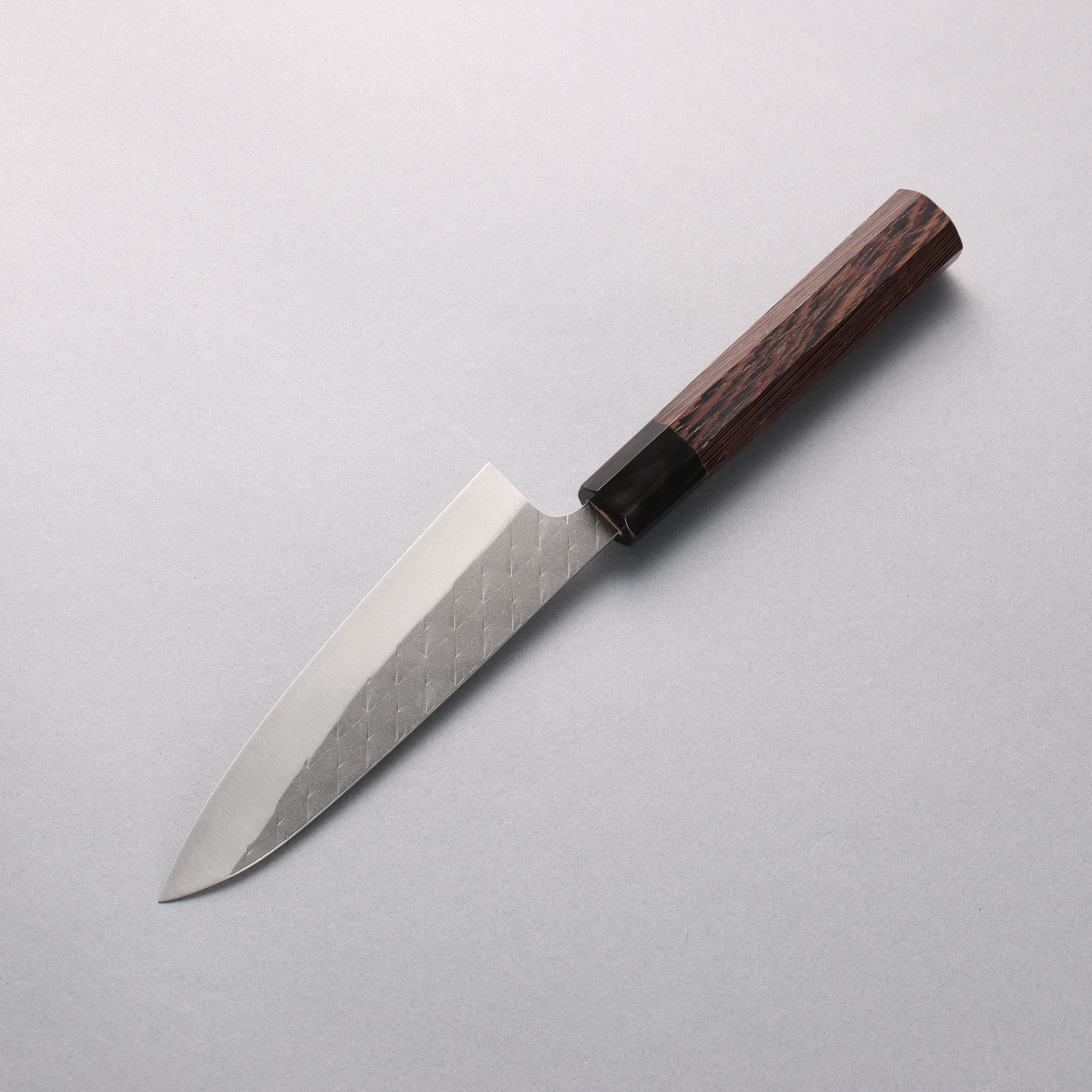 Shungo Ogata SPG STRIX Hammered Damascus Petty-Utility 135mm Wenge (ferrule: Black Buffalo Horn) Handle - Japanny - Best Japanese Knife