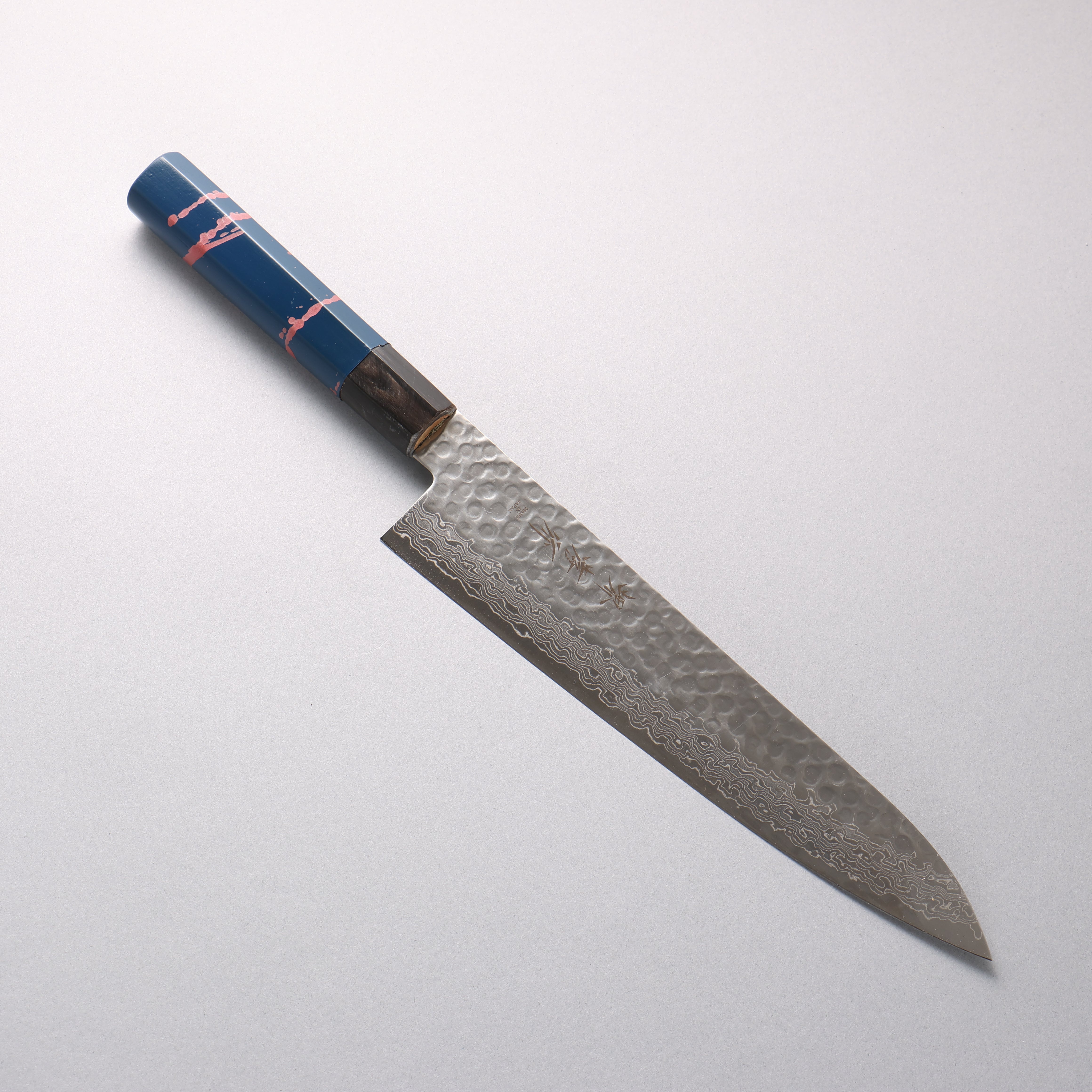 Sakai Takayuki VG10 33 Layer Damascus Gyuto 240mm Blue Lacquered Handle with Sheath - Japanny - Best Japanese Knife