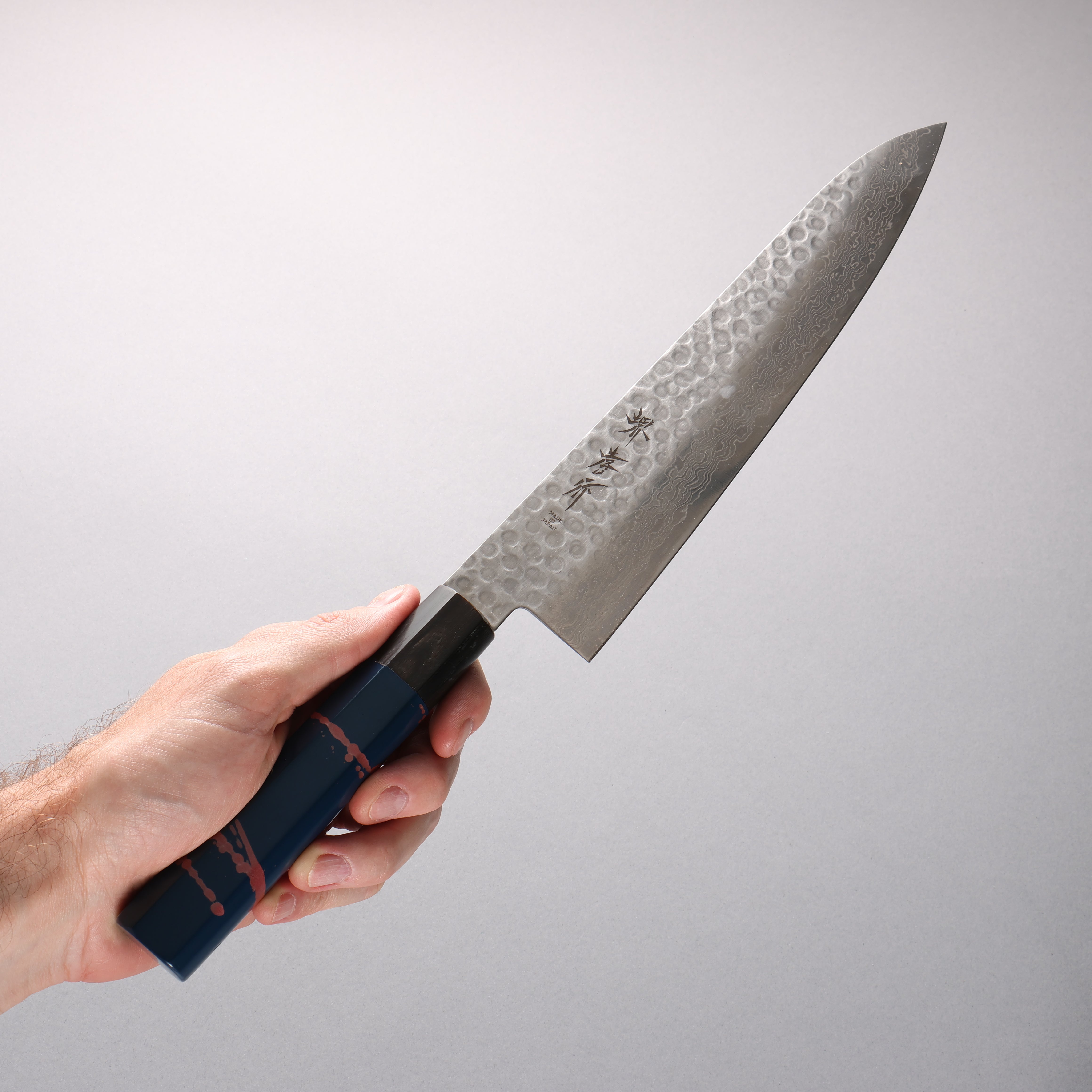 Sakai Takayuki VG10 33 Layer Damascus Gyuto 240mm Blue Lacquered Handle with Sheath - Japanny - Best Japanese Knife