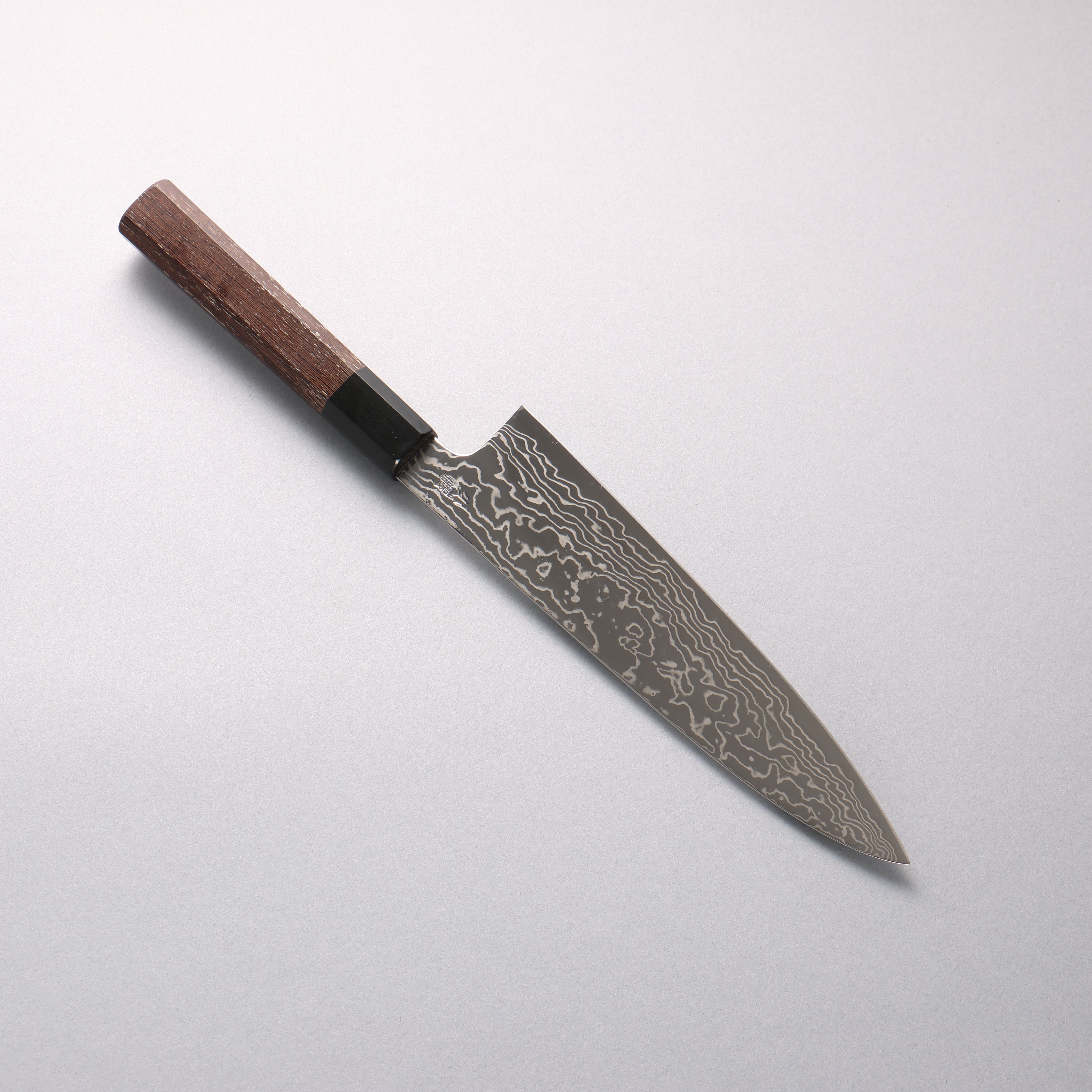 Sukenari Silver Steel No.3 Mirrored Finish Damascus Gyuto 210mm Wenge (ferrule: Black Buffalo Horn) Handle - Japanny - Best Japanese Knife