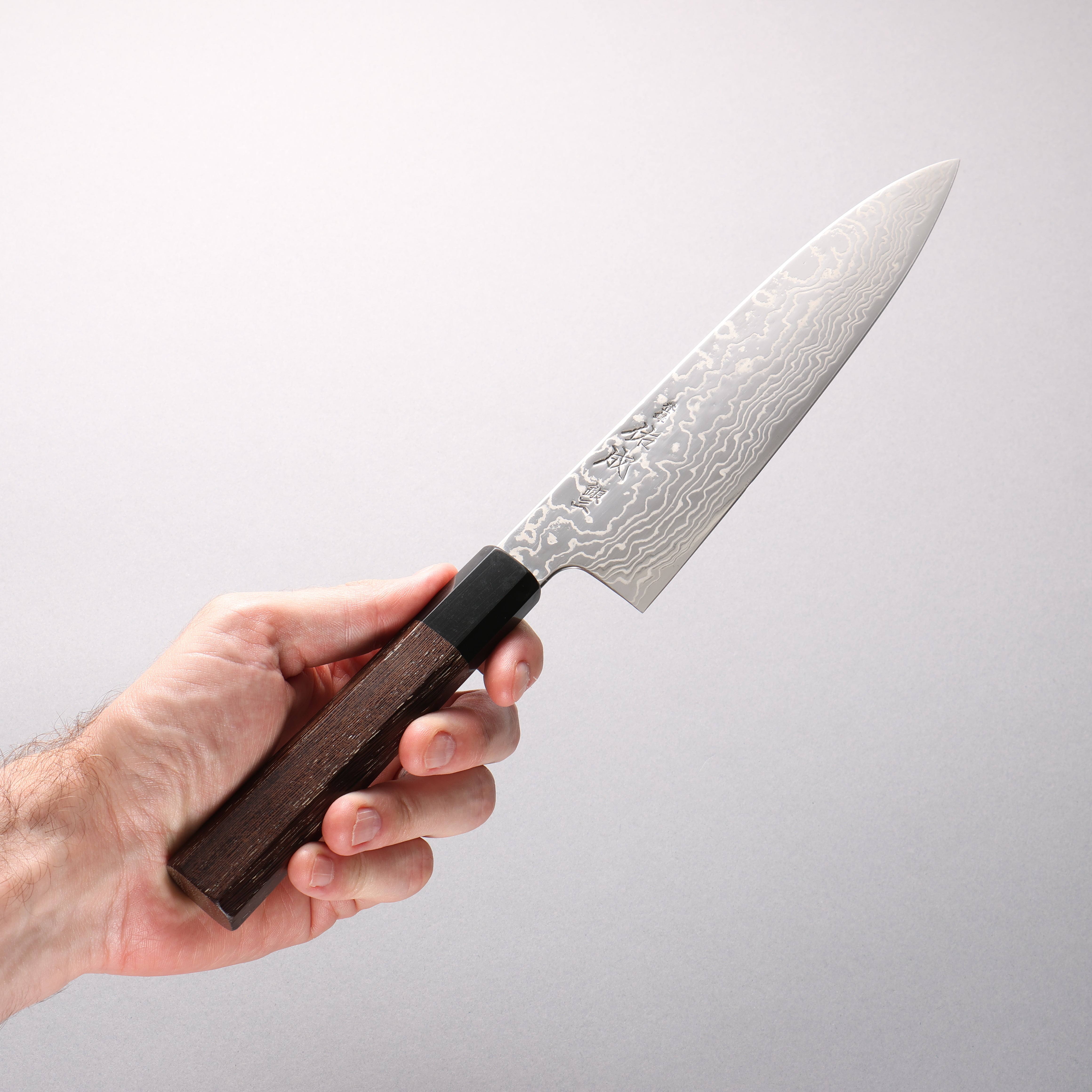 Sukenari Silver Steel No.3 Mirrored Finish Damascus Gyuto 210mm Wenge (ferrule: Black Buffalo Horn) Handle - Japanny - Best Japanese Knife