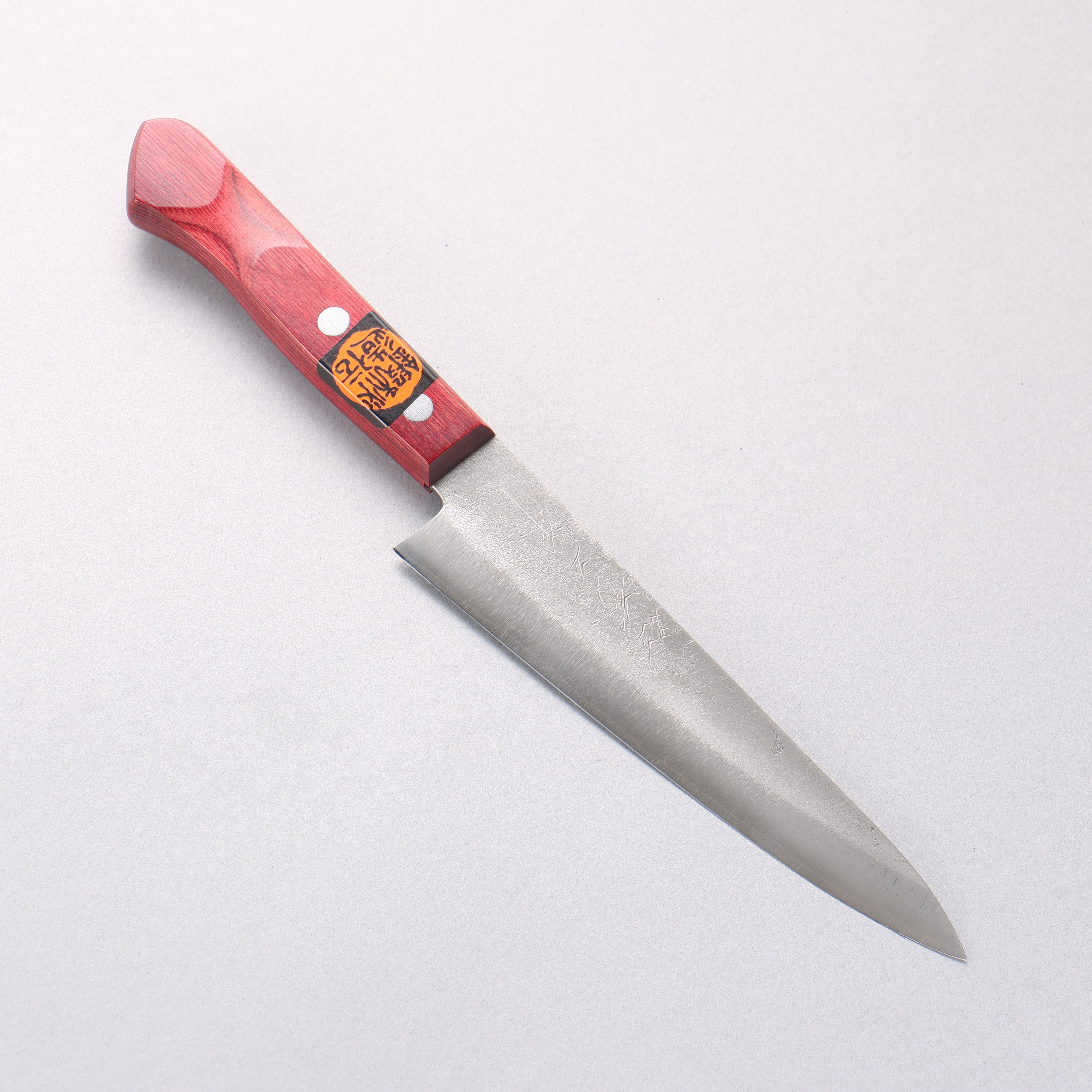 Shigeki Tanaka Silver Steel No.3 Nashiji Petty-Utility 150mm Red Pakka wood Handle - Japanny - Best Japanese Knife