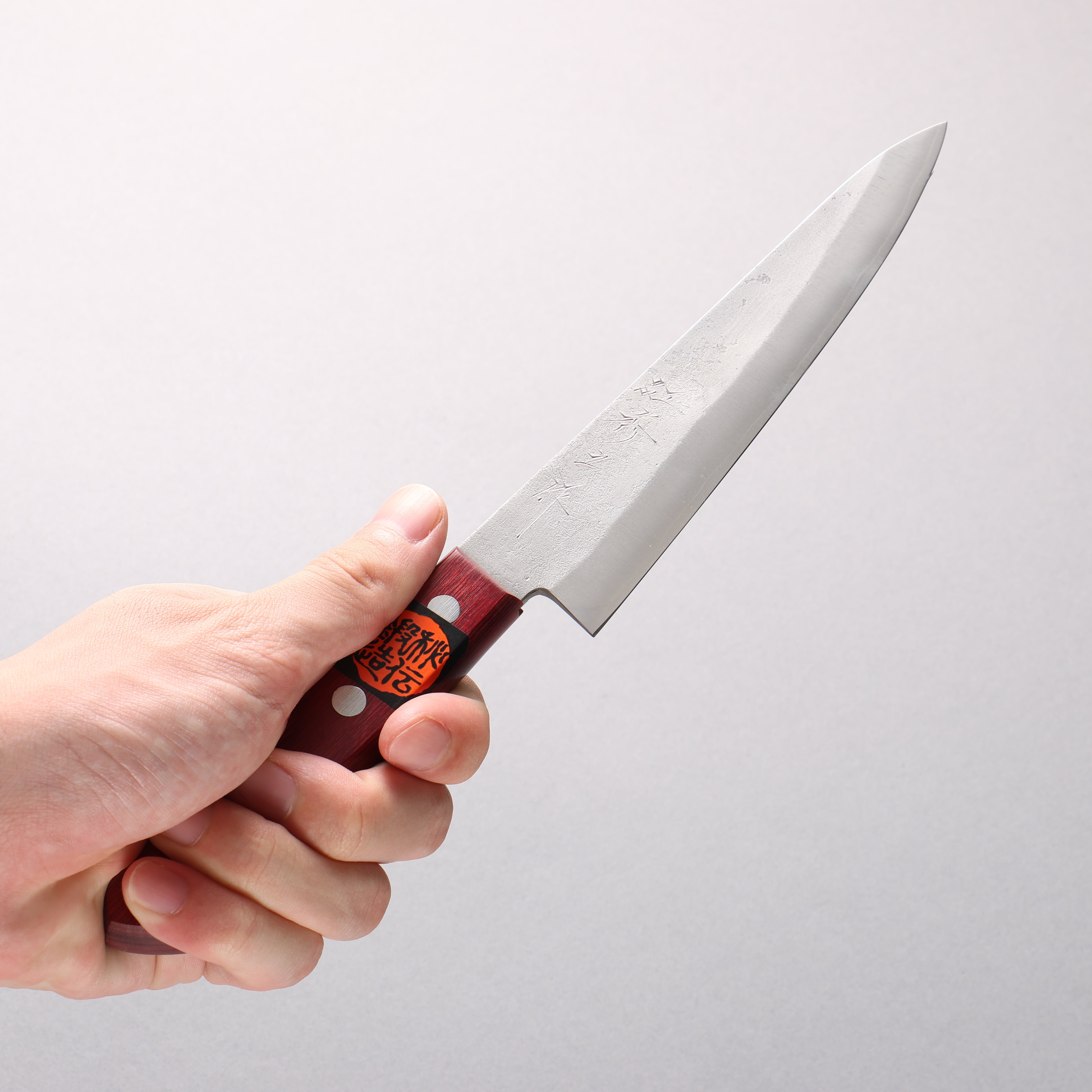 Shigeki Tanaka Silver Steel No.3 Nashiji Petty-Utility 150mm Red Pakka wood Handle - Japanny - Best Japanese Knife