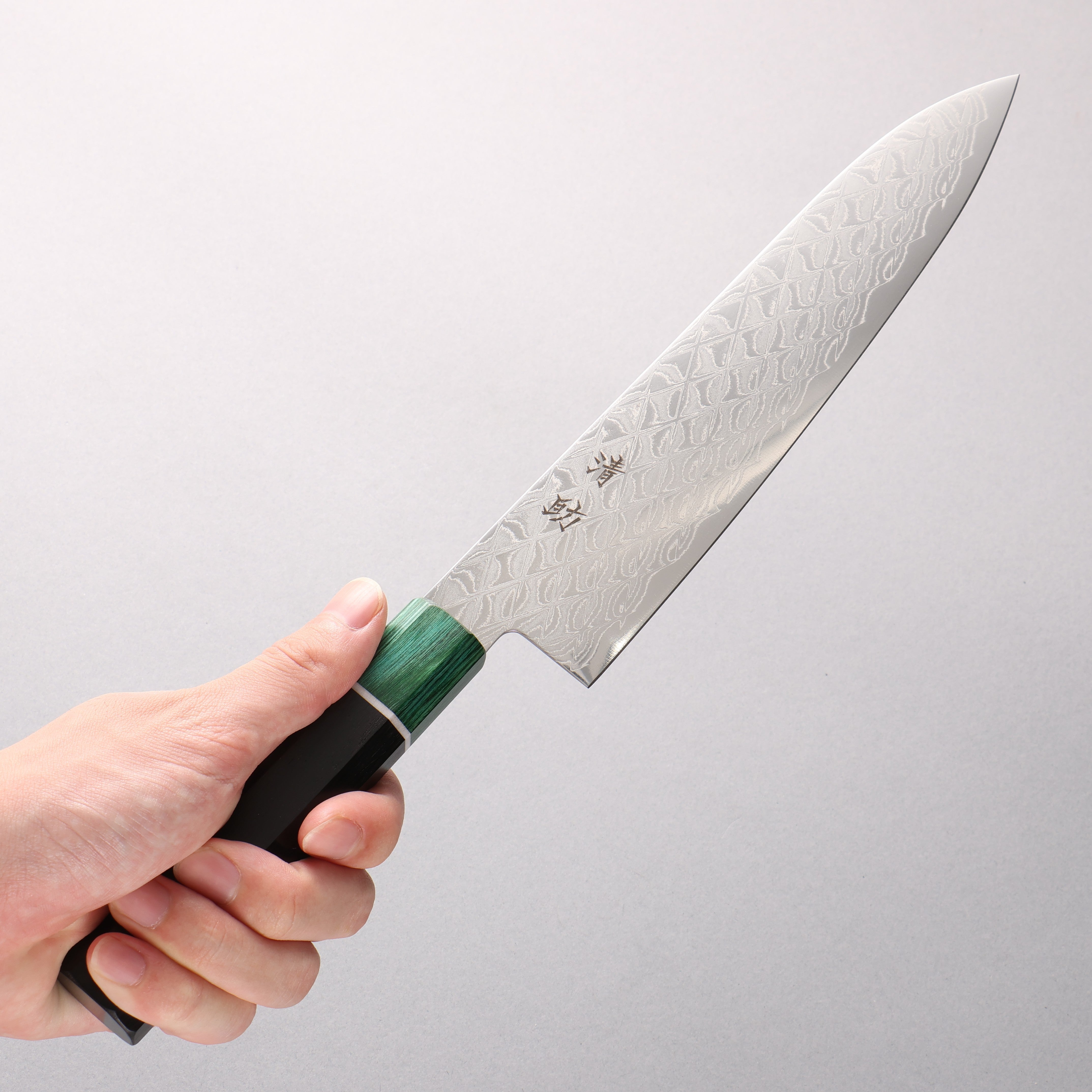 Seisuke AUS10 Mirror Crossed Gyuto 210mm Black Pakka wood(ferrule: Green Pakka wood) Handle - Japanny - Best Japanese Knife