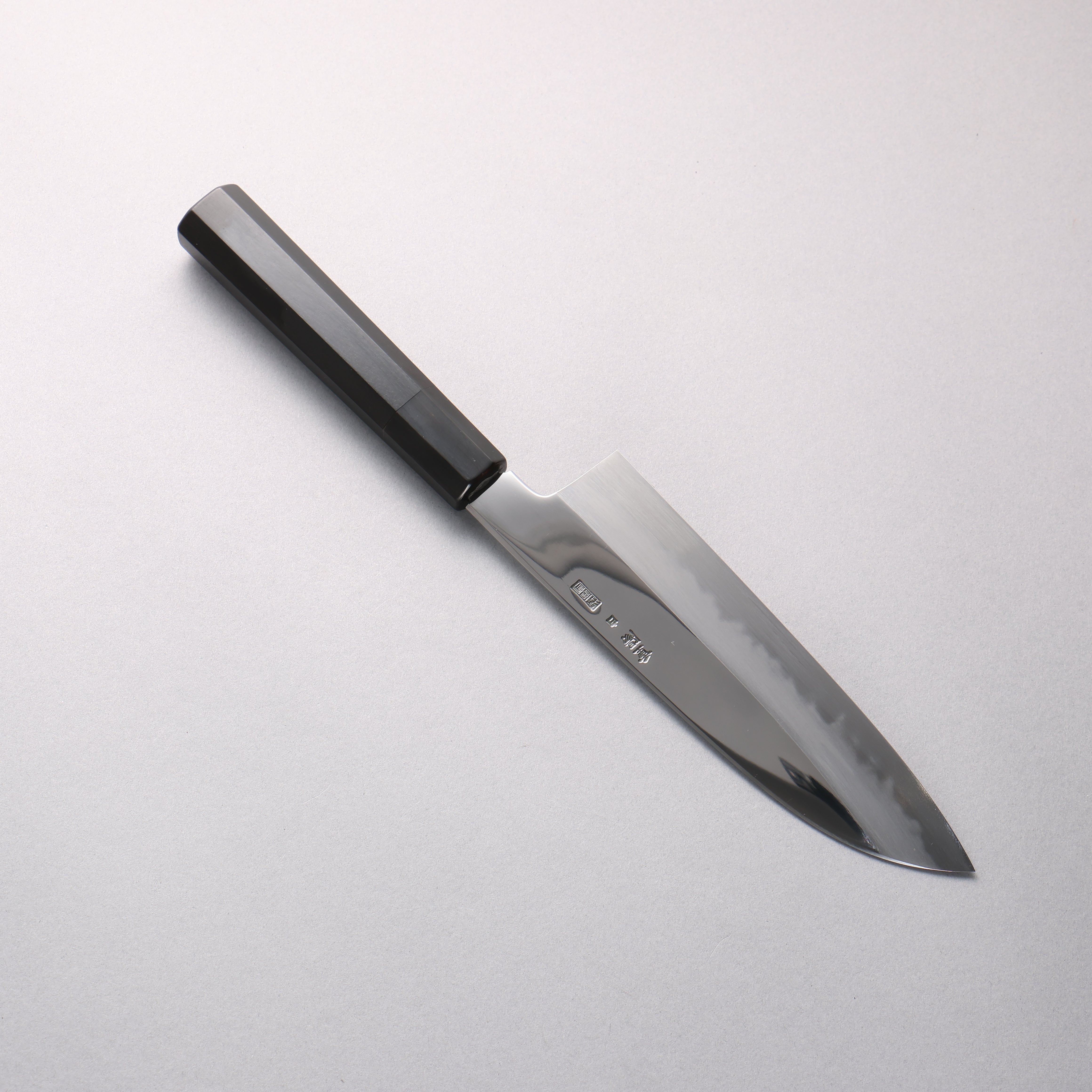 Choyo White Steel Mirrored Finish Santoku 180mm Ebony Wood (ferrule: Black Water Buffalo Horn) Handle - Japanny - Best Japanese Knife