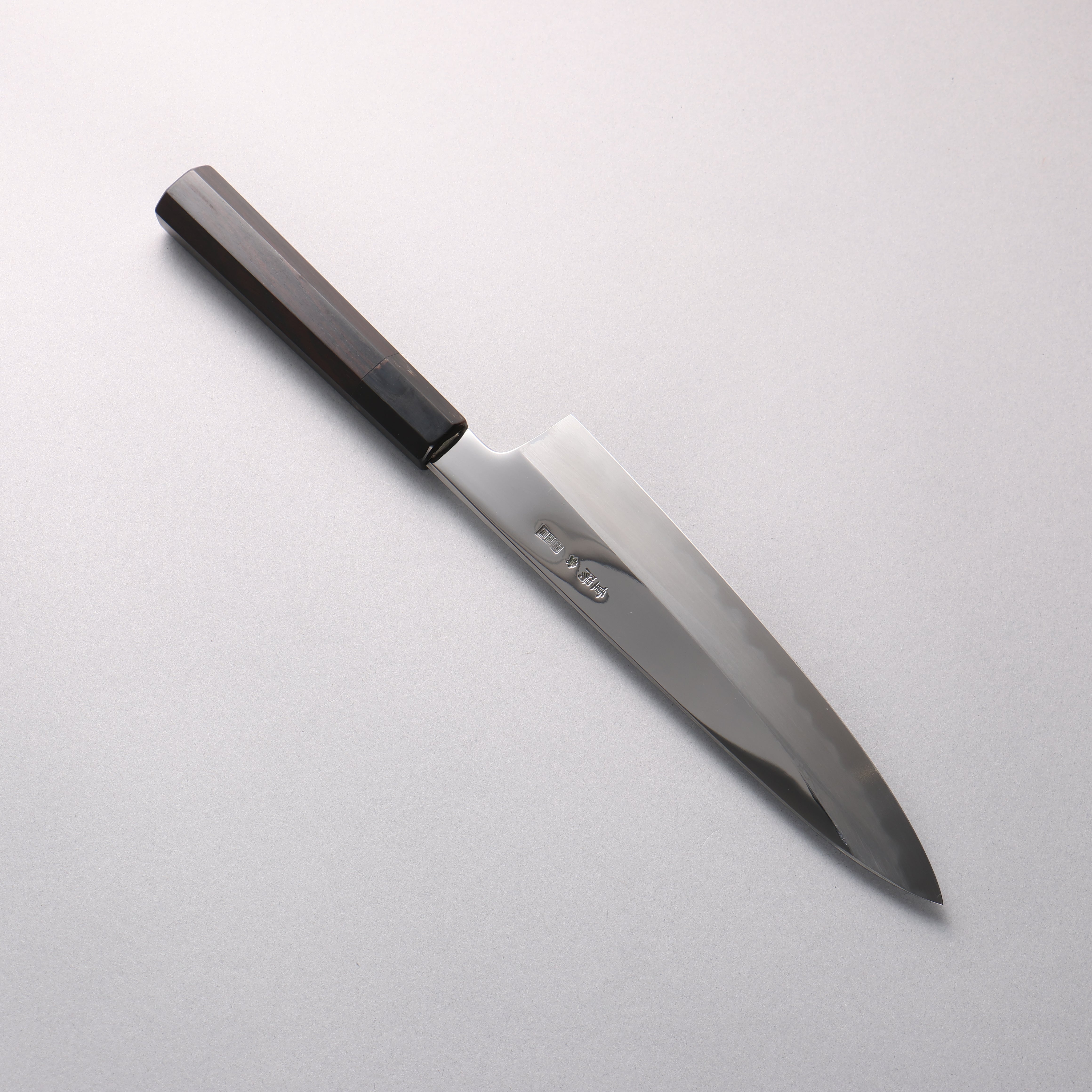 Choyo Blue Steel No.1 Mirrored Finish Gyuto 210mm Ebony Wood (ferrule: Black Water Buffalo Horn) Handle - Japanny - Best Japanese Knife