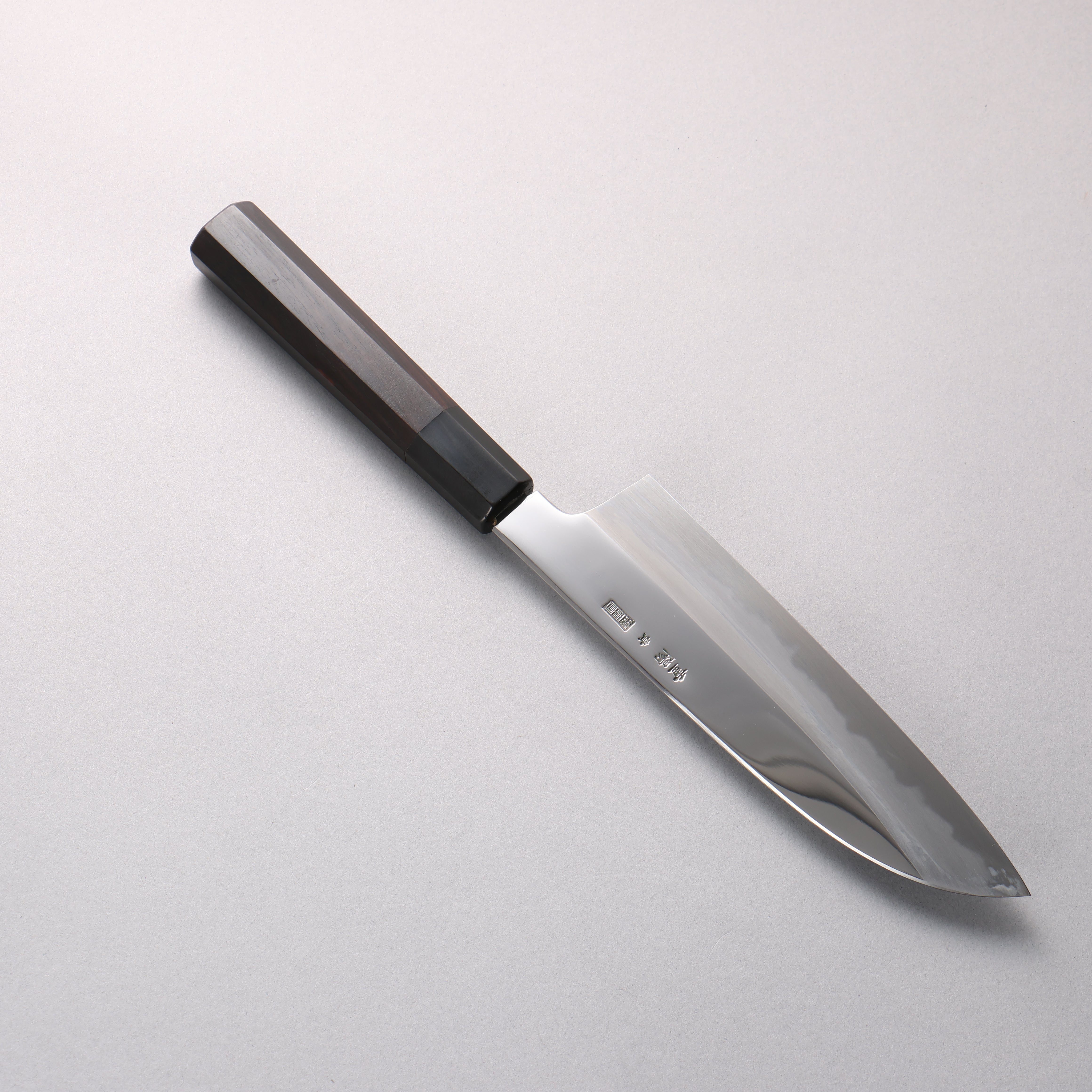 Choyo Blue Steel No.1 Mirrored Finish Santoku 180mm Ebony Wood (ferrule: Black Water Buffalo Horn) Handle - Japanny - Best Japanese Knife