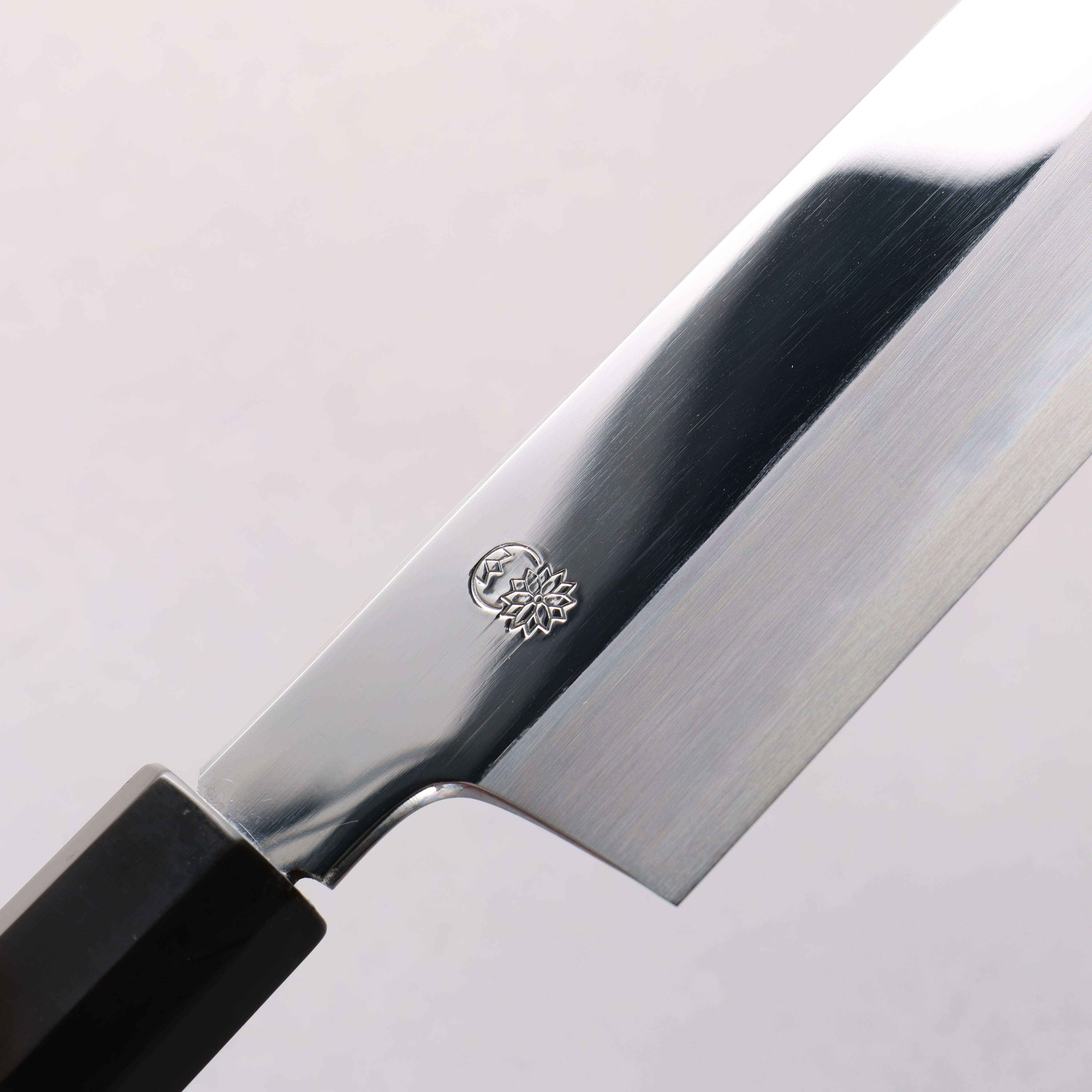 Choyo Blue Steel No.1 Mirrored Finish Santoku 180mm Ebony Wood (ferrule: Black Water Buffalo Horn) Handle - Japanny - Best Japanese Knife