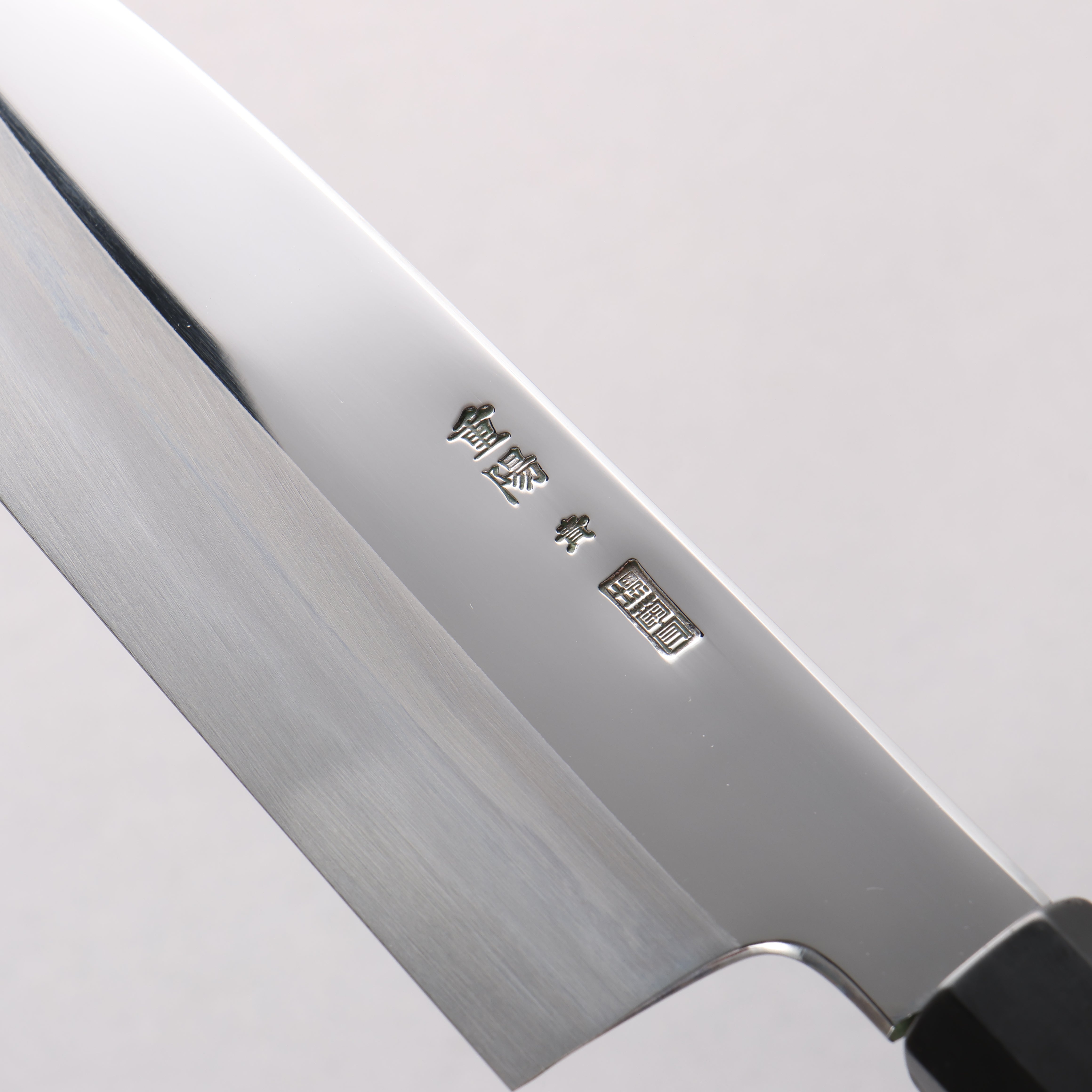 Choyo Blue Steel No.1 Mirrored Finish Santoku 180mm Ebony Wood (ferrule: Black Water Buffalo Horn) Handle - Japanny - Best Japanese Knife