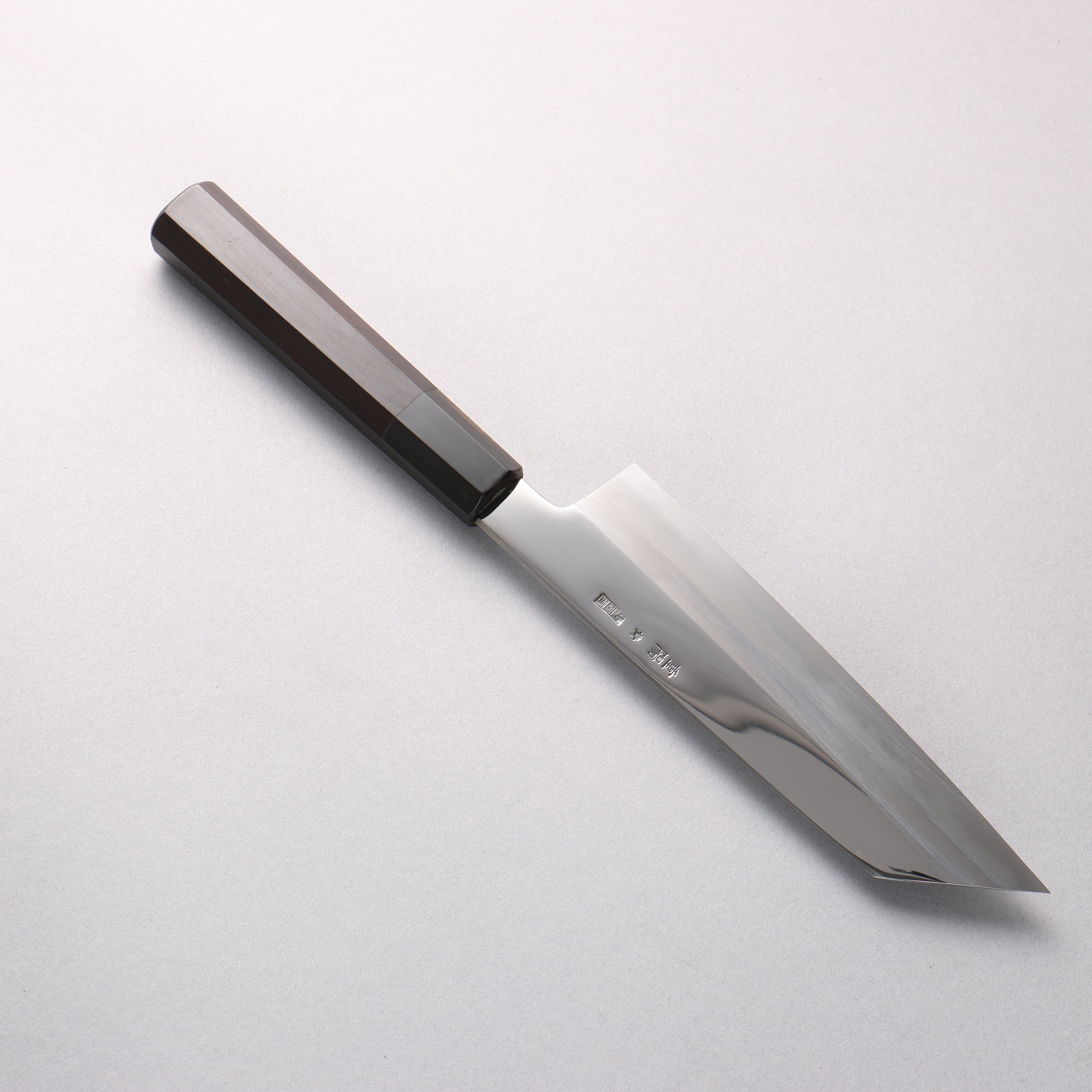 Choyo Blue Steel No.1 Mirrored Finish Kiritsuke Santoku 180mm Ebony Wood (ferrule: Black Water Buffalo Horn) Handle - Japanny - Best Japanese Knife