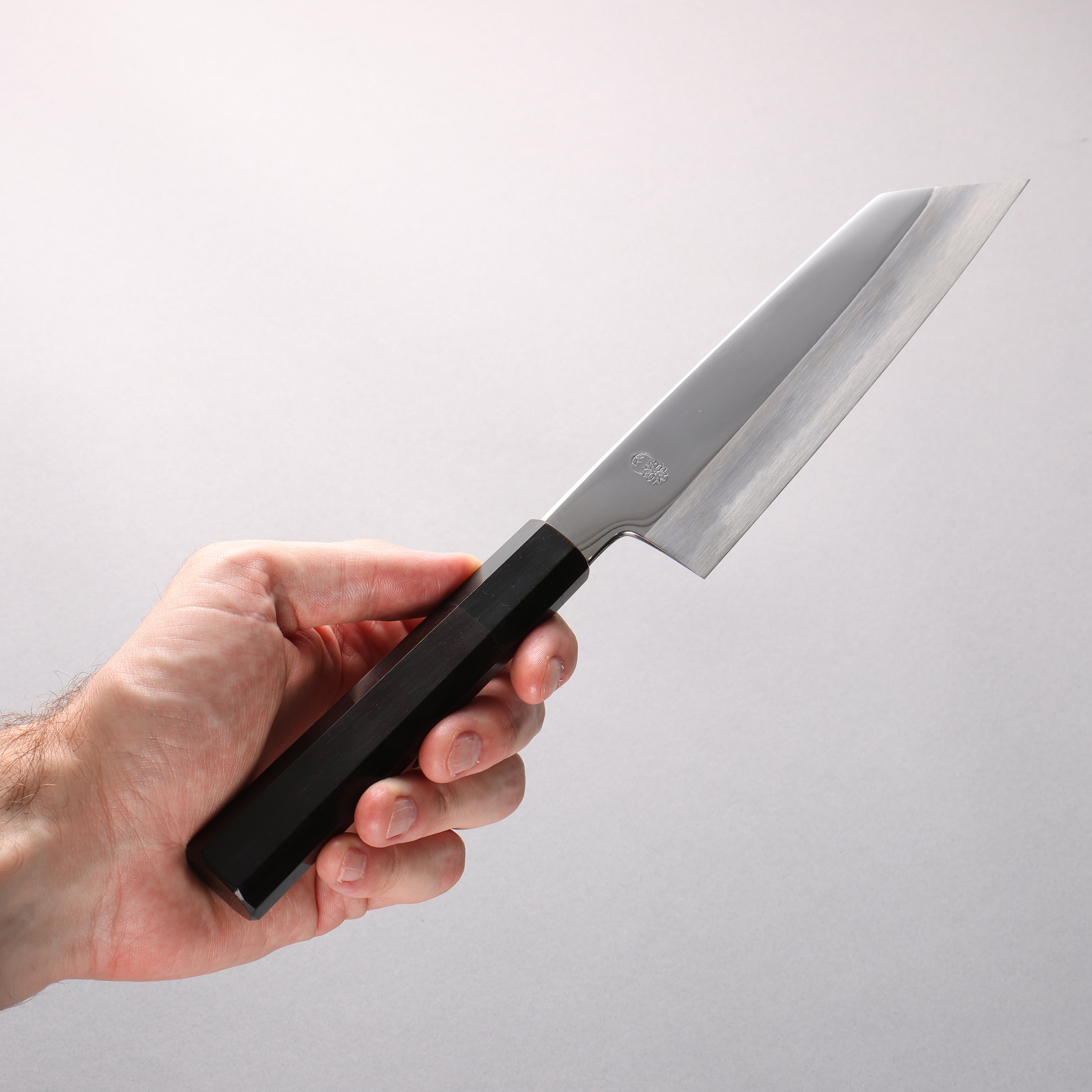 Choyo Blue Steel No.1 Mirrored Finish Kiritsuke Santoku 180mm Ebony Wood (ferrule: Black Water Buffalo Horn) Handle - Japanny - Best Japanese Knife