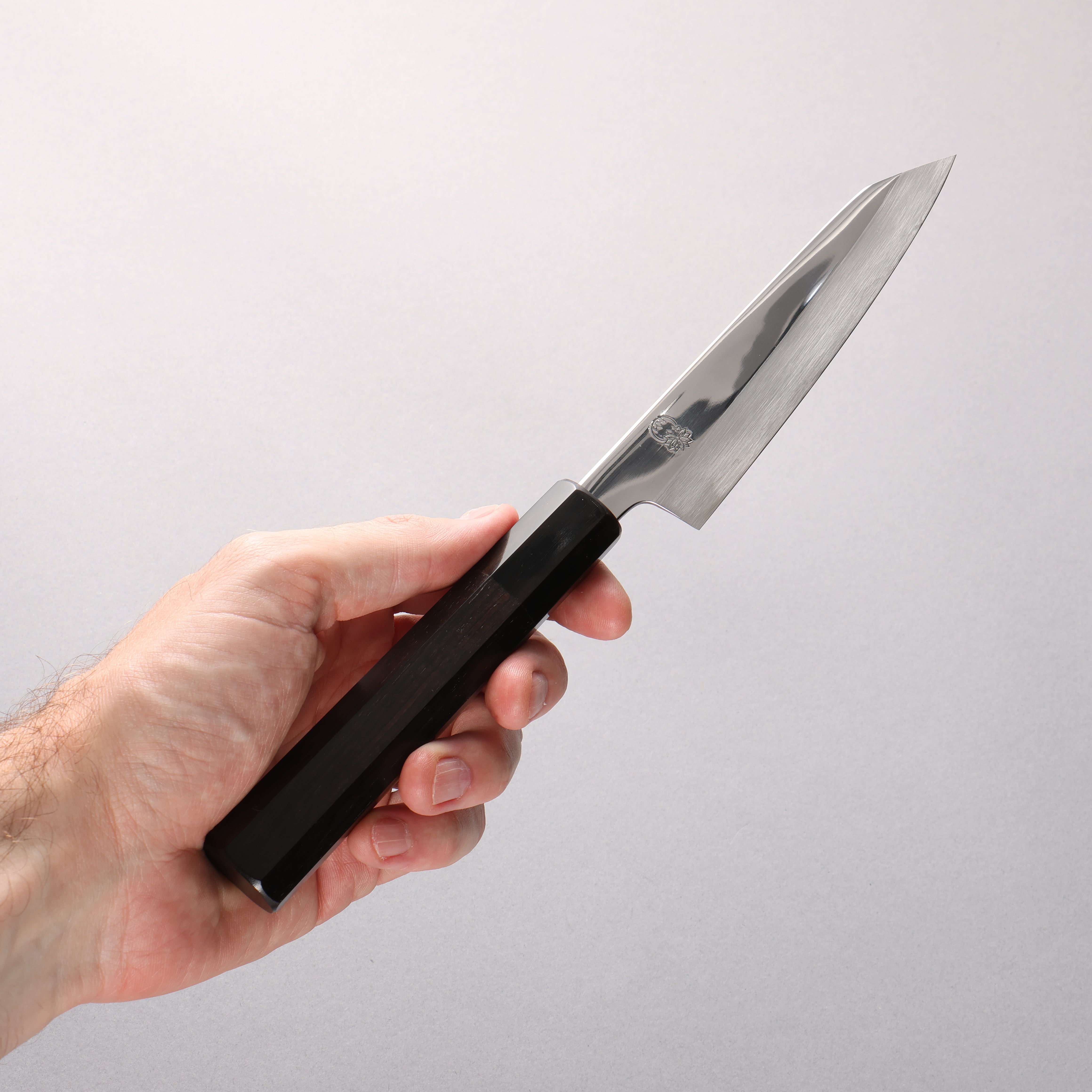 Choyo Silver Steel No.3 Mirrored Finish Petty-Utility 135mm Ebony Wood (ferrule: Black Water Buffalo Horn) Handle - Japanny - Best Japanese Knife