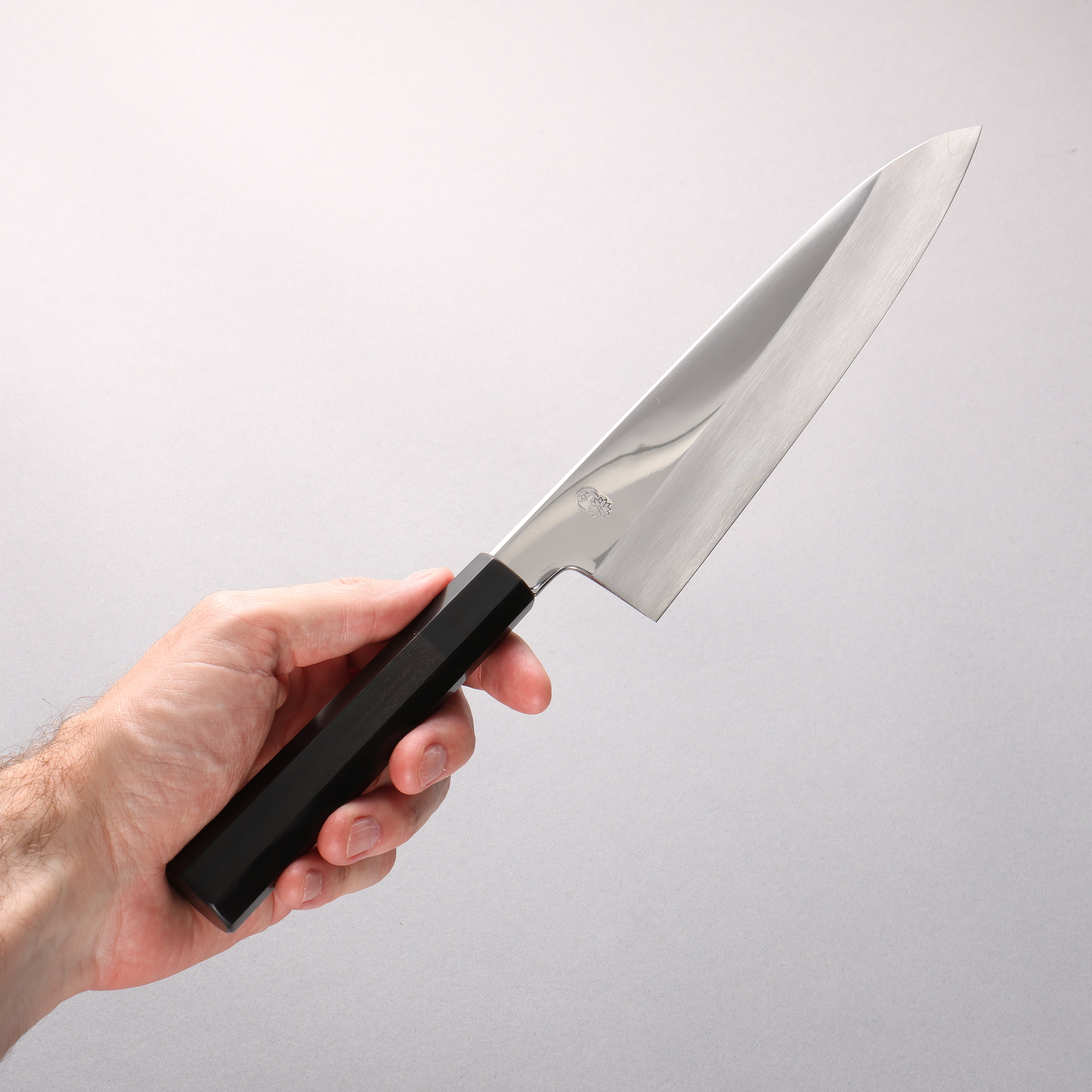 Choyo Silver Steel No.3 Mirrored Finish Gyuto 210mm Ebony Wood (ferrule: Black Water Buffalo Horn) Handle - Japanny - Best Japanese Knife