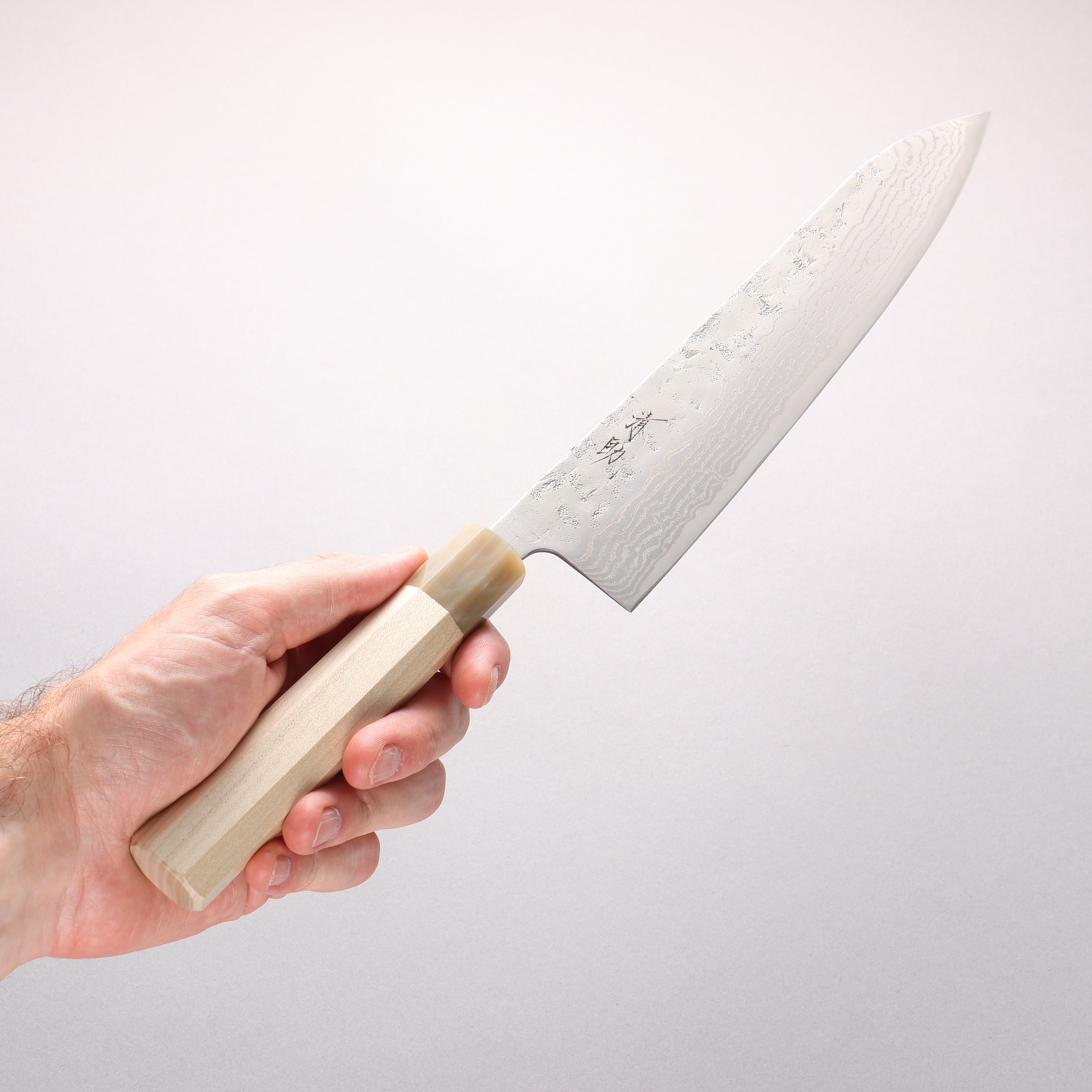 Seisuke Swedish Steel-stn Damascus Washiji Gyuto 240mm Magnolia Handle
