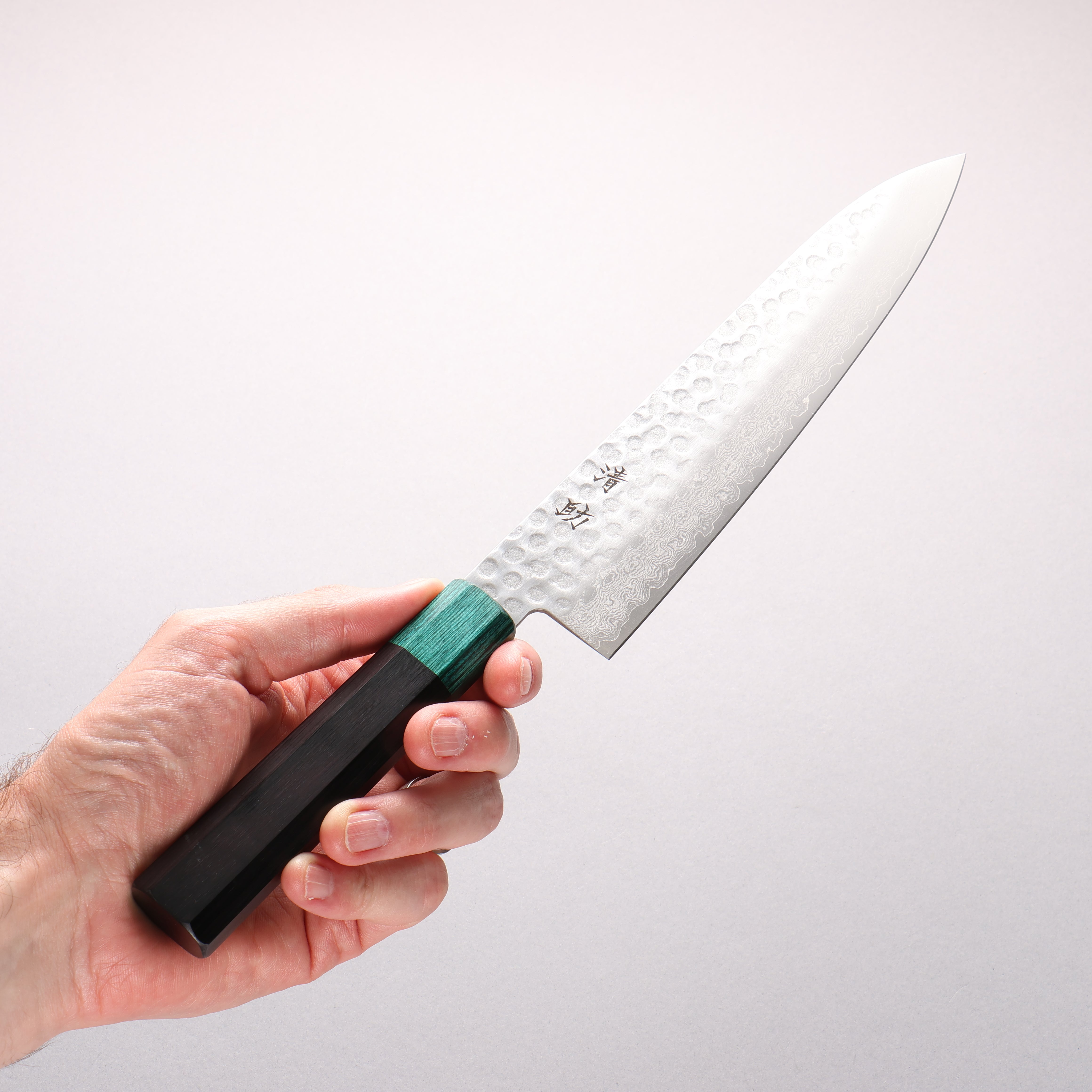 Seisuke VG10 Hammered Damascus Gyuto 210mm Black Pakka wood(ferrule: Green Pakka wood) Handle