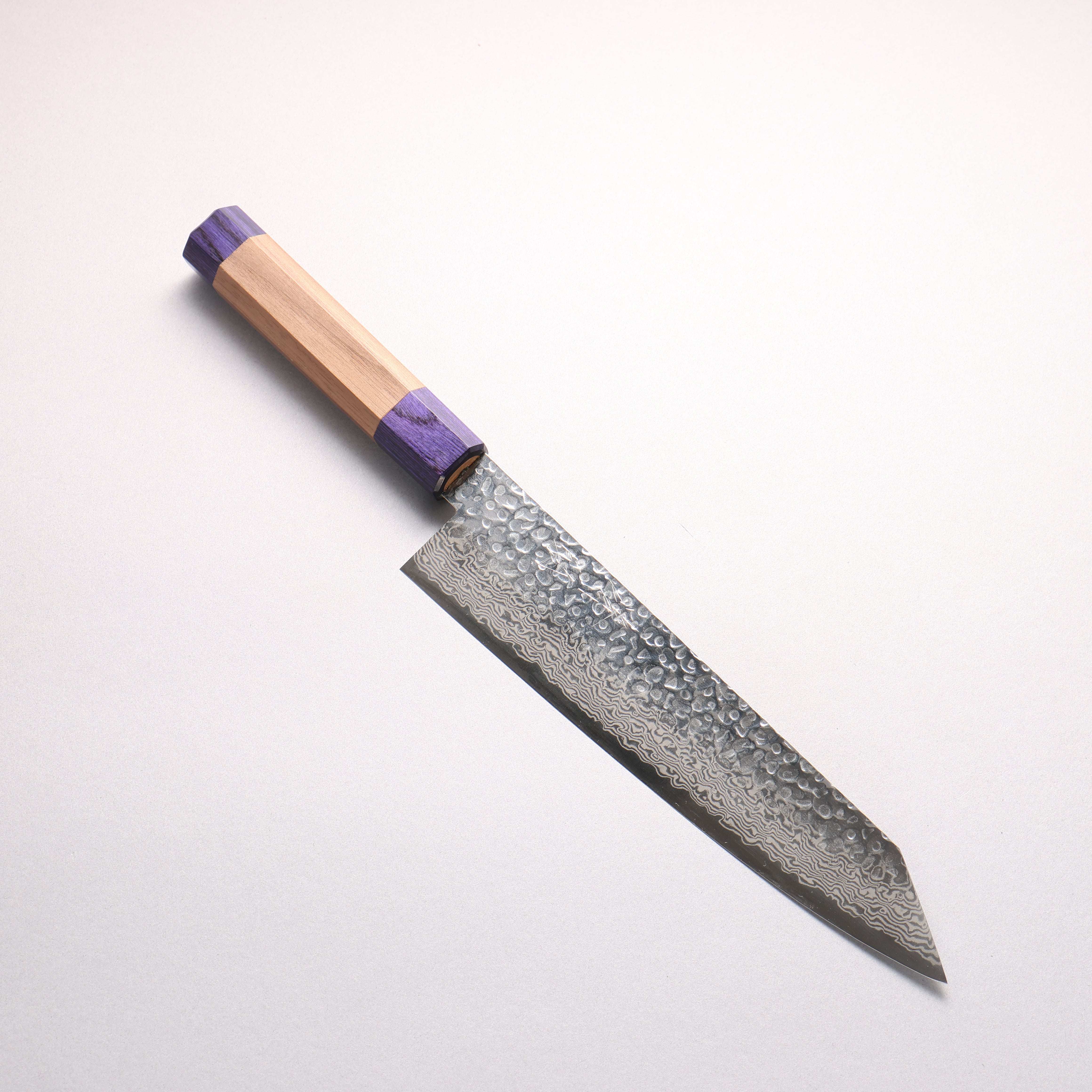 Seisuke Silver Steel No.3 Hammered Damascus Kiritsuke Gyuto 210mm Walnut (With Double Blue Pakka wood) Handle - Japanny - Best Japanese Knife