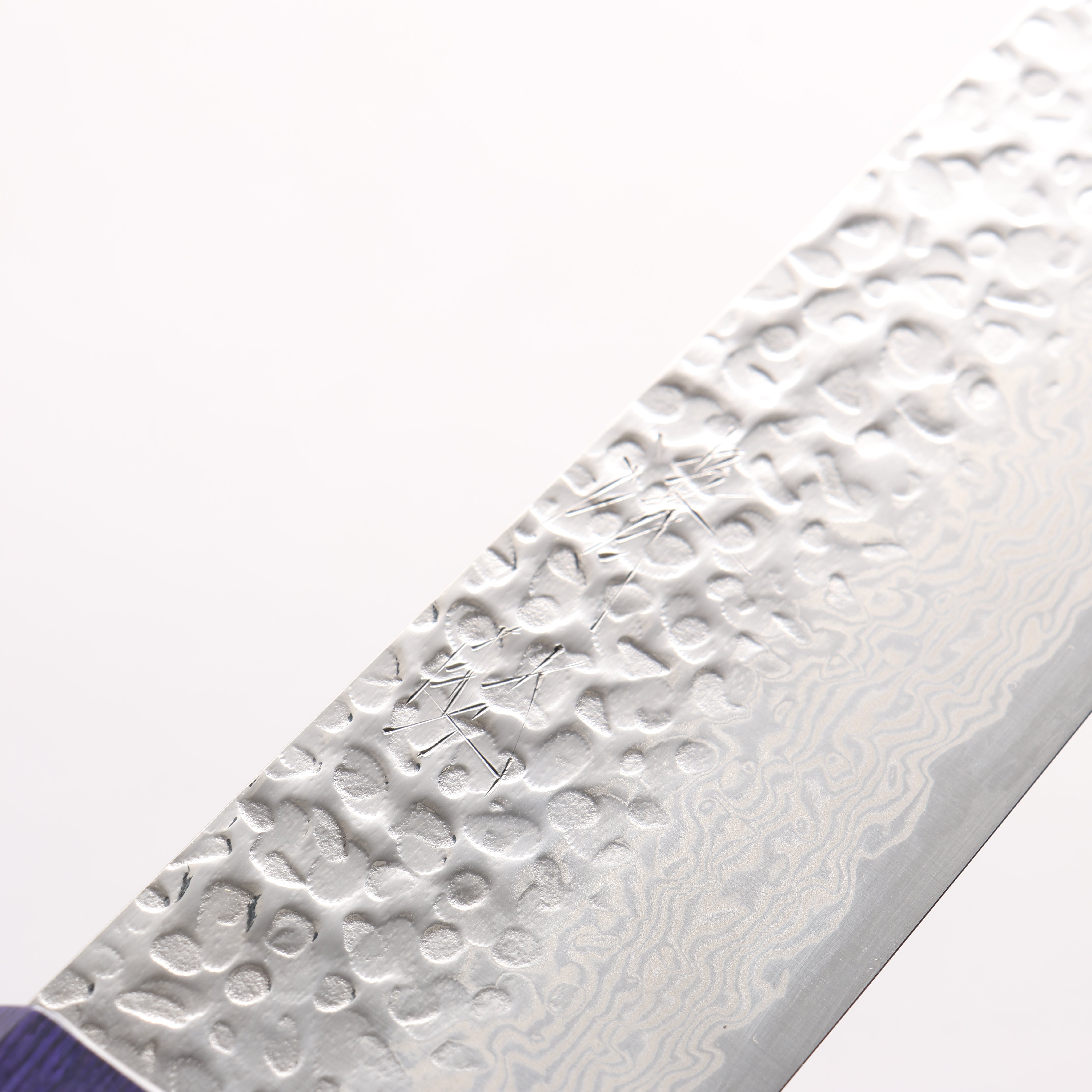 Seisuke Silver Steel No.3 Hammered Damascus Kiritsuke Gyuto 210mm Walnut (With Double Blue Pakka wood) Handle - Japanny - Best Japanese Knife