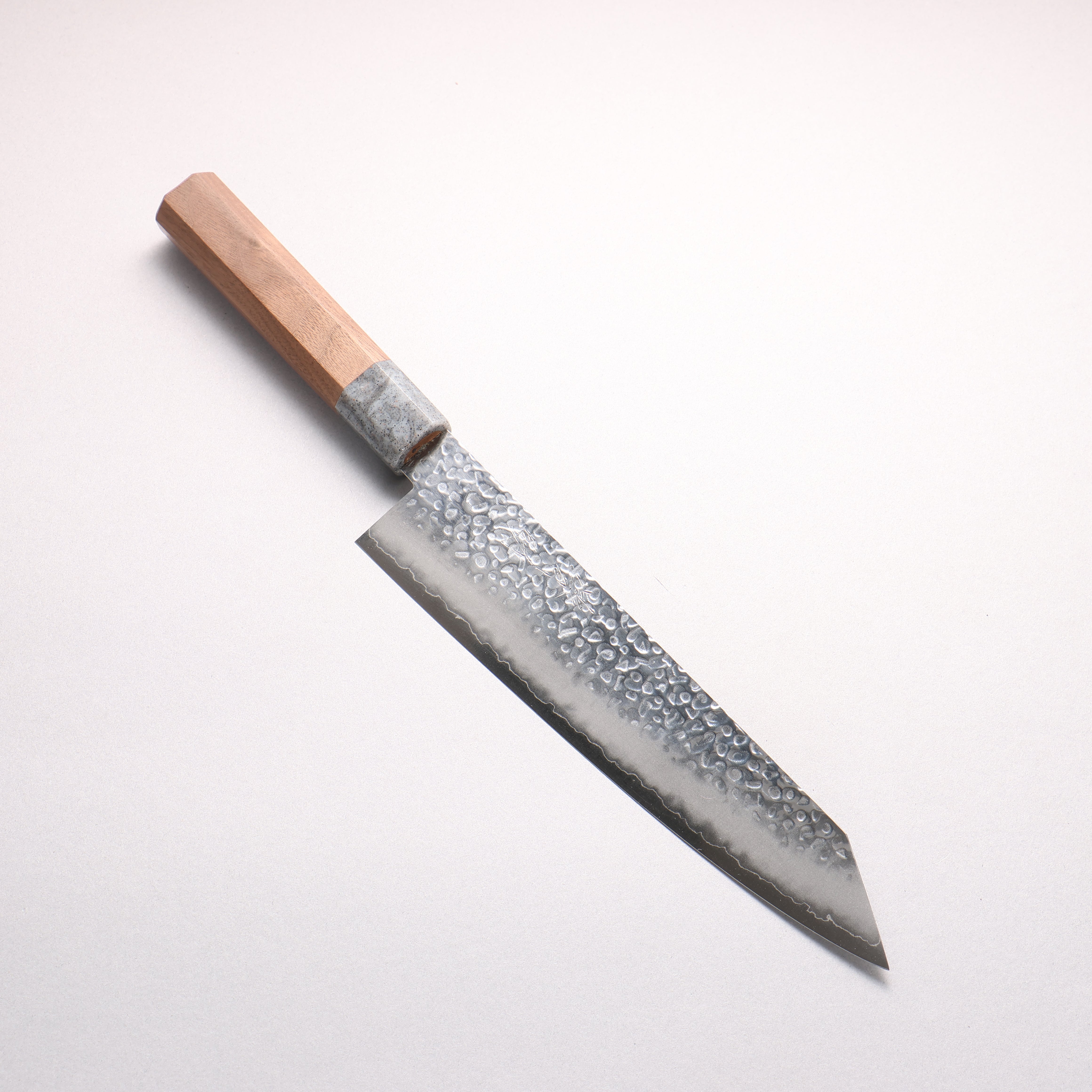 Seisuke Silver Steel No.3 Hammered Kiritsuke Gyuto 210mm Walnut (Ferrule: Grey Resin) Handle - Japanny - Best Japanese Knife