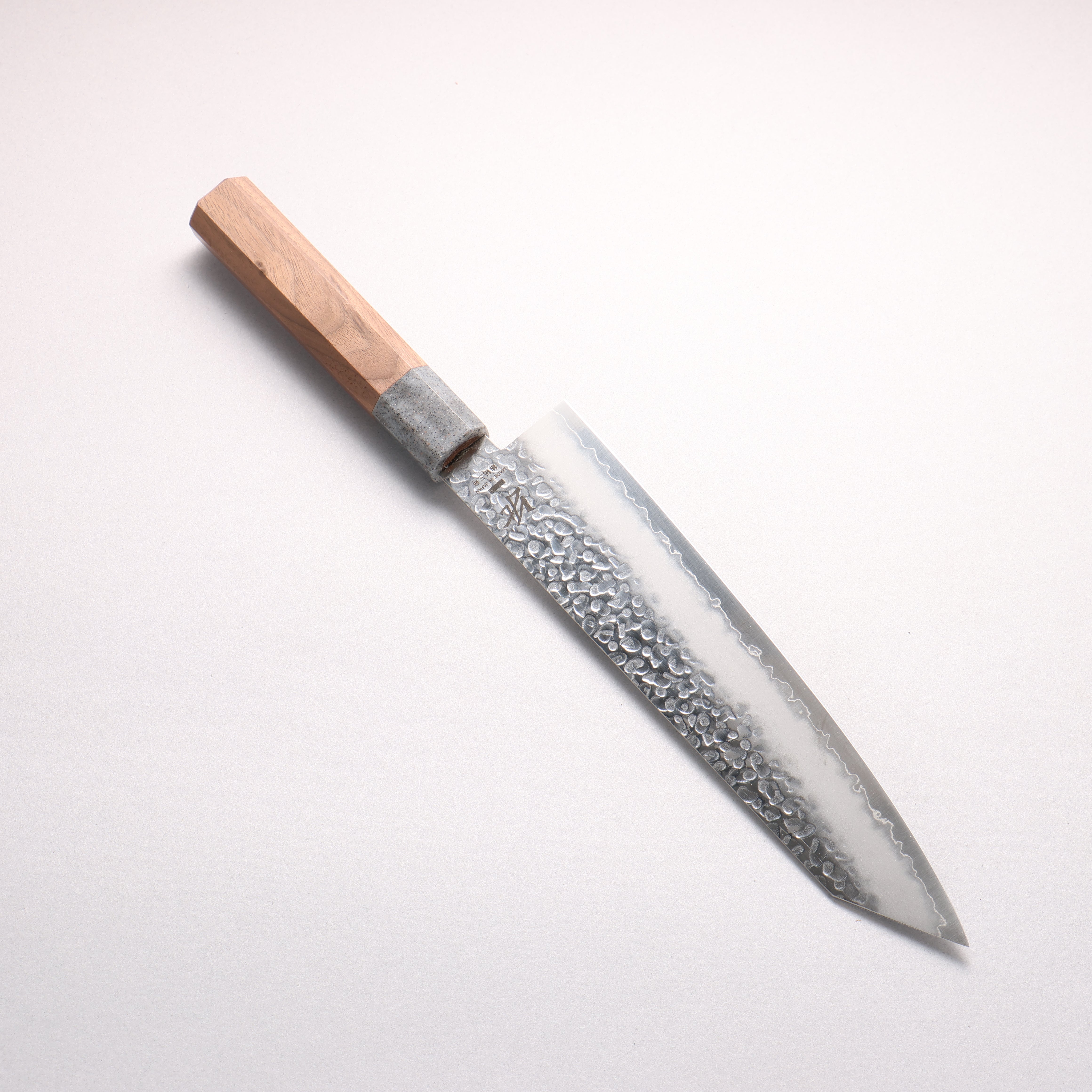 Seisuke Silver Steel No.3 Hammered Kiritsuke Gyuto 210mm Walnut (Ferrule: Grey Resin) Handle - Japanny - Best Japanese Knife