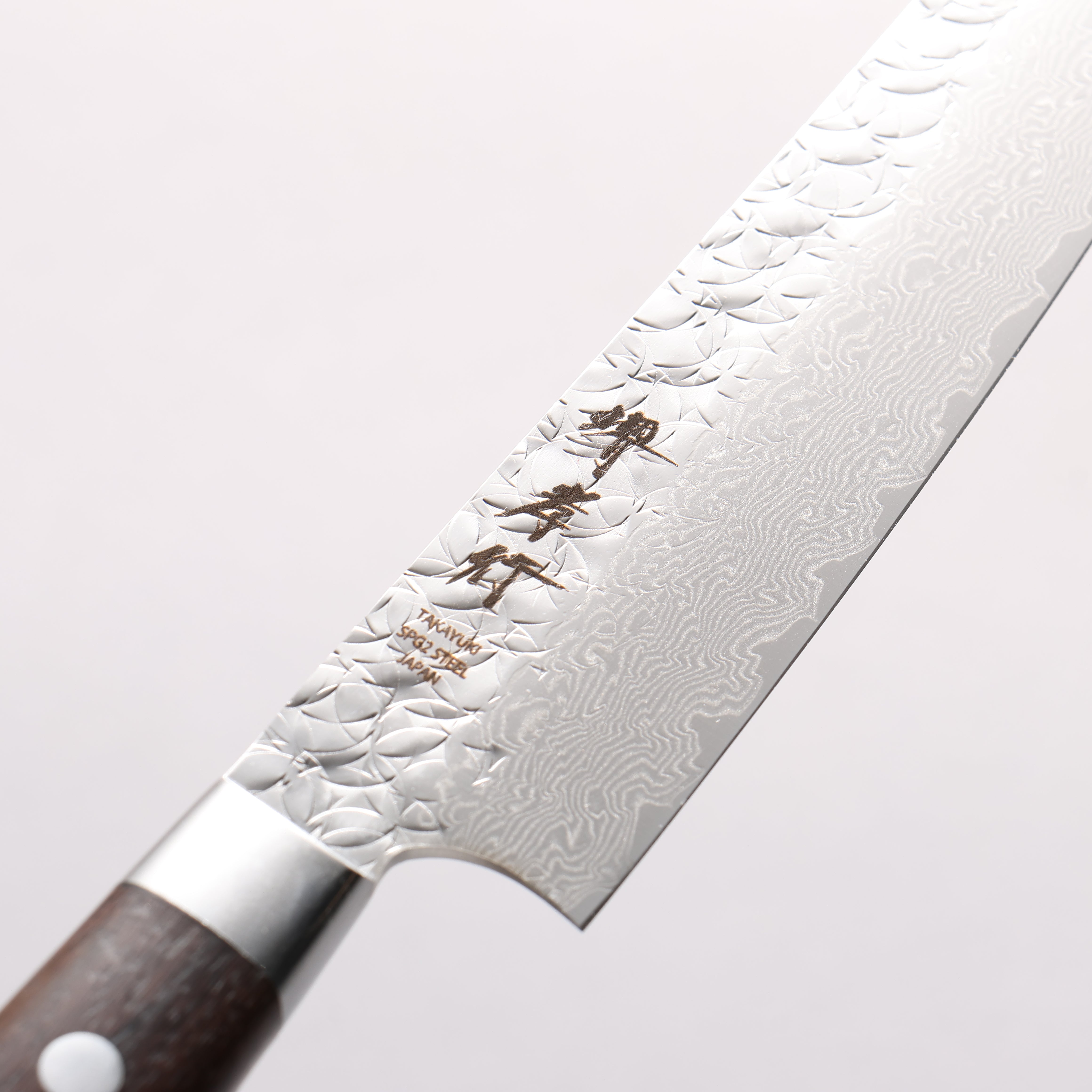 Sakai Takayuki SG2 Hammered Damascus Migaki Finished Kengata Petty-Utility 150mm Rosewood Handle - Japanny - Best Japanese Knife