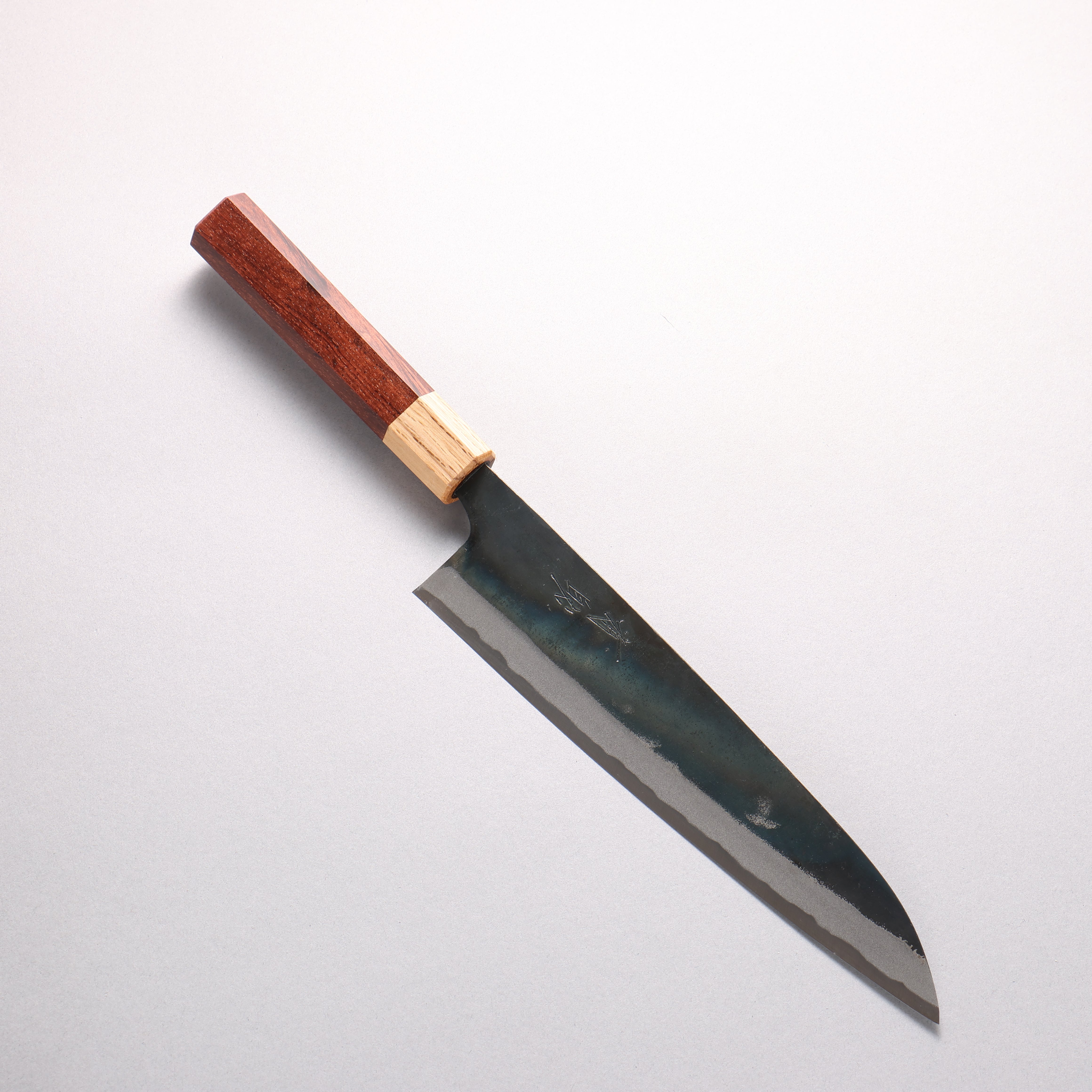 Seisuke Blue Steel No.1 Black Finished Gyuto 210mm Rosewood (ferrule: Oak) Handle - Japanny - Best Japanese Knife