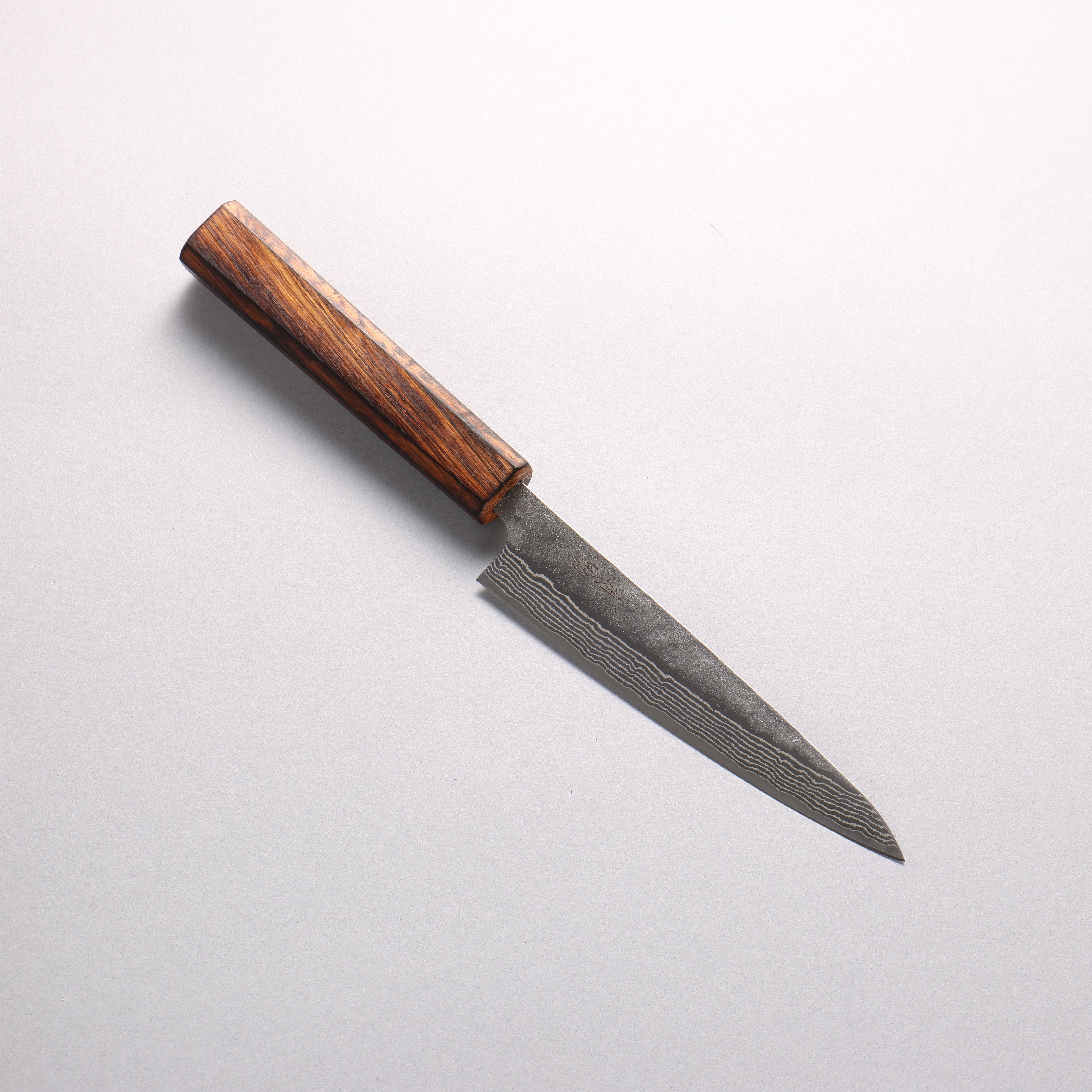 Seisuke Stainless Steel 440C Hammered Damascus Petty-Utility 135mm Oak Handle - Japanny - Best Japanese Knife