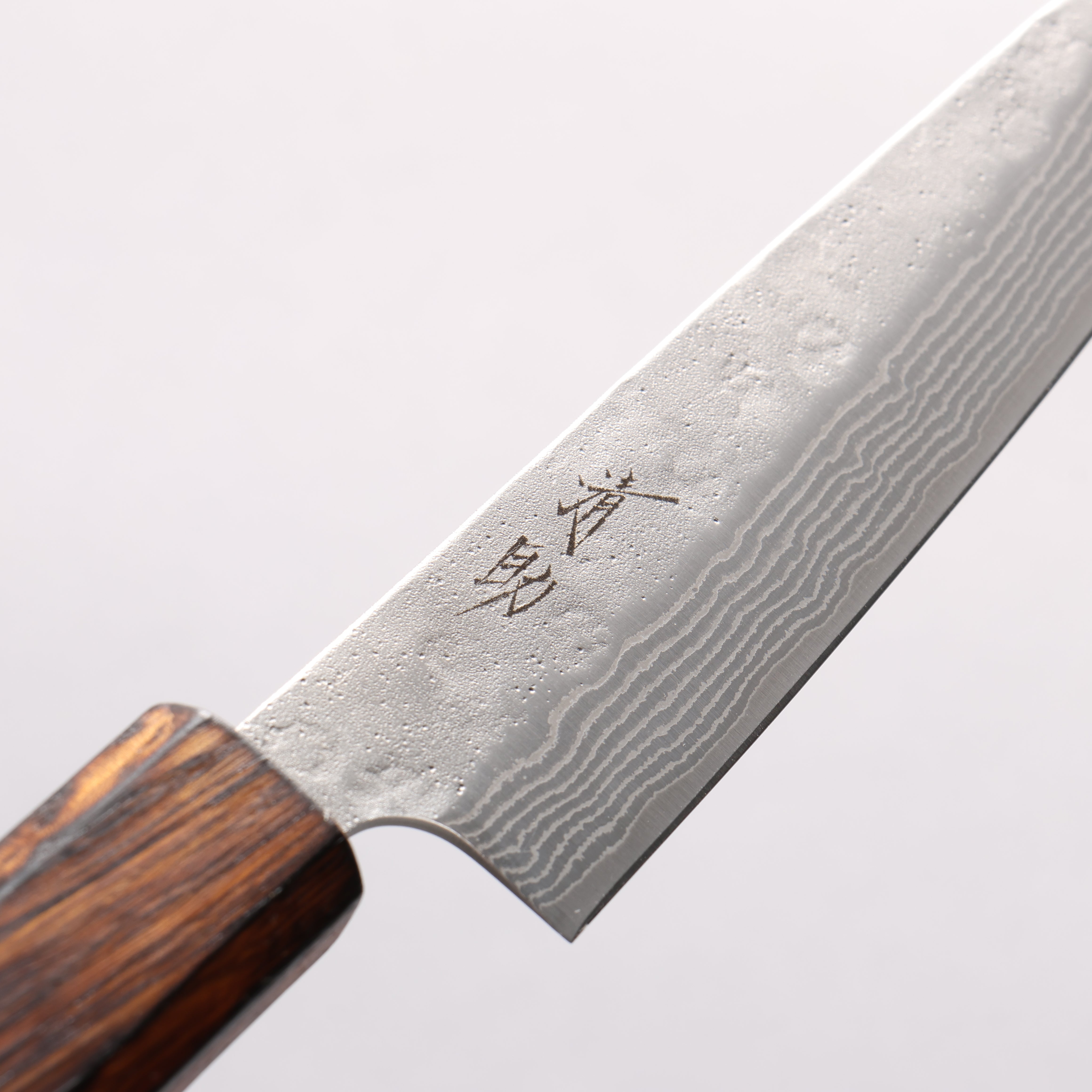 Seisuke Stainless Steel 440C Hammered Damascus Petty-Utility 135mm Oak Handle - Japanny - Best Japanese Knife