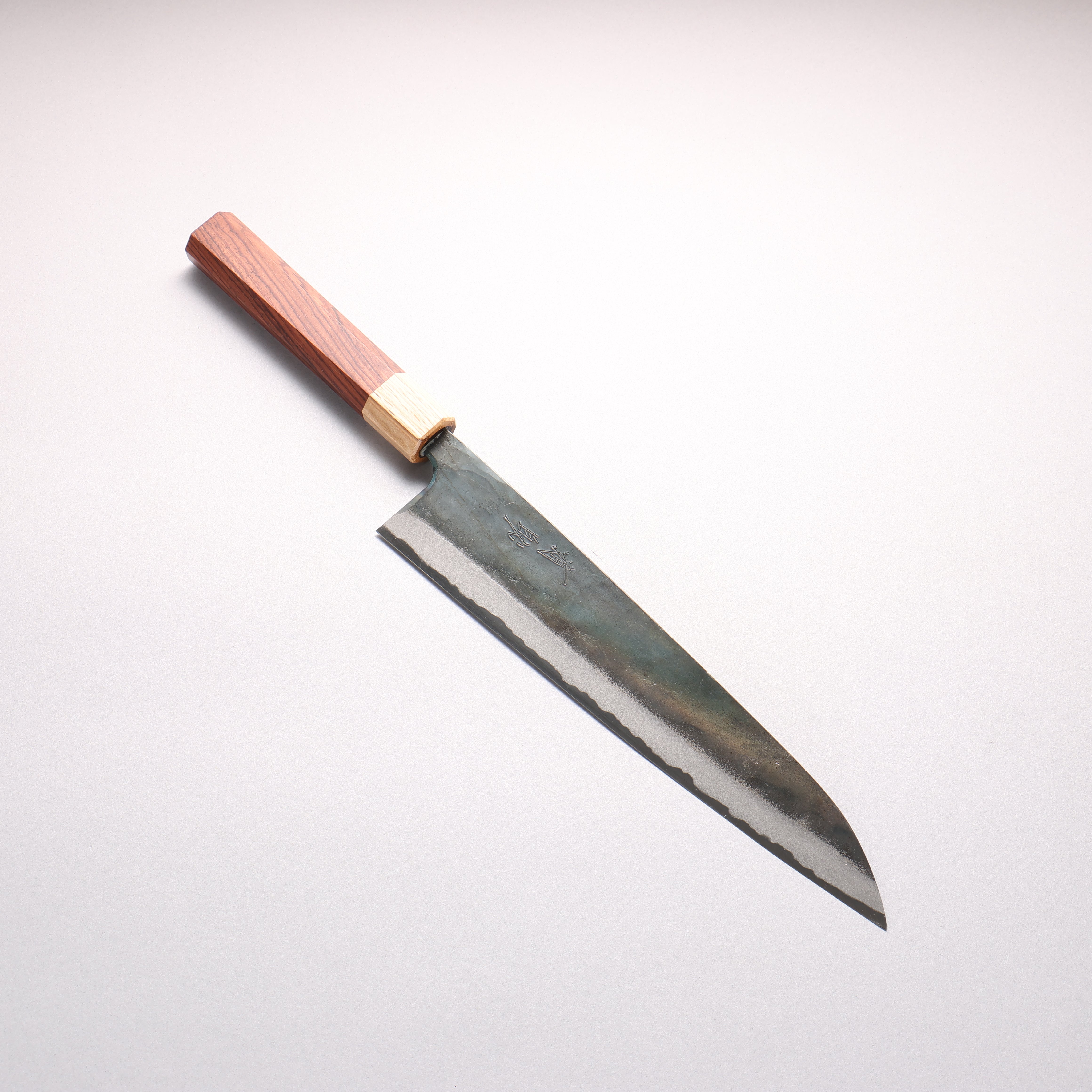 Seisuke Blue Steel No.1 Black Finished Kiritsuke Gyuto 240mm Rosewood (ferrule: Oak) Handle - Japanny - Best Japanese Knife